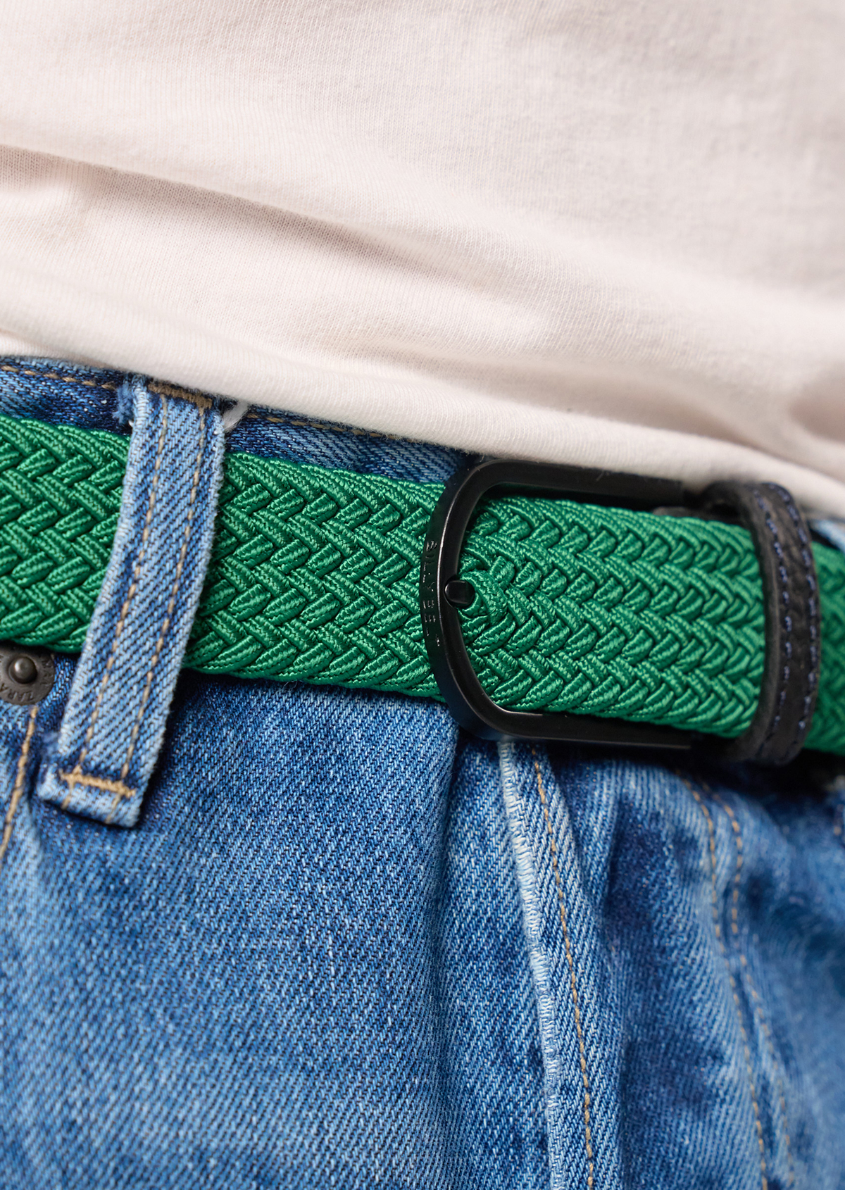 Ceinture tressée élastique unie BILLYBELT Vert