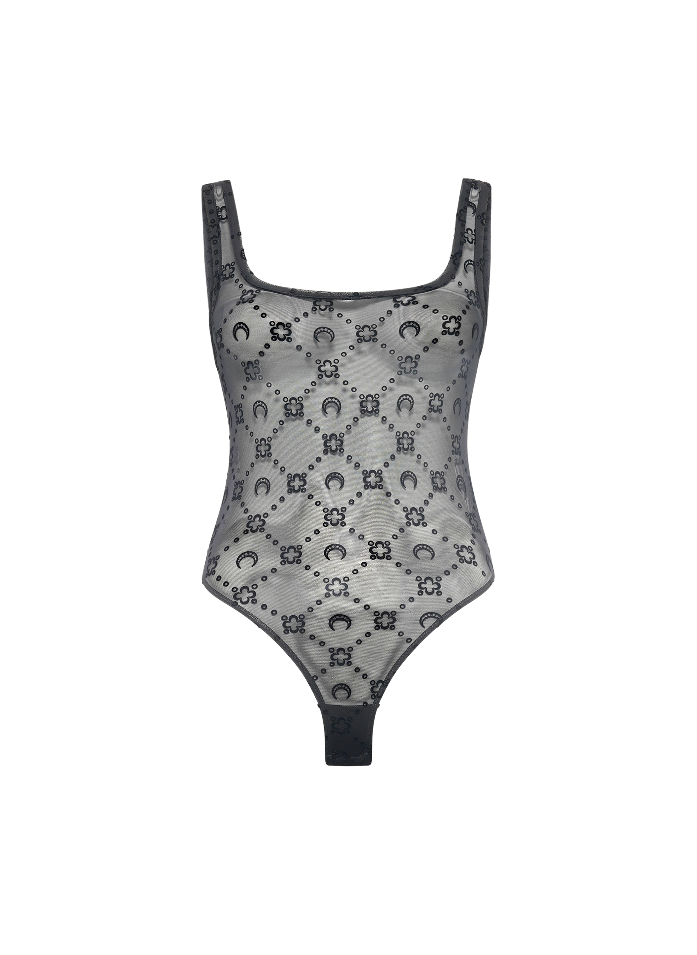 Recycled mesh flock bodysuit MARINE SERRE Black