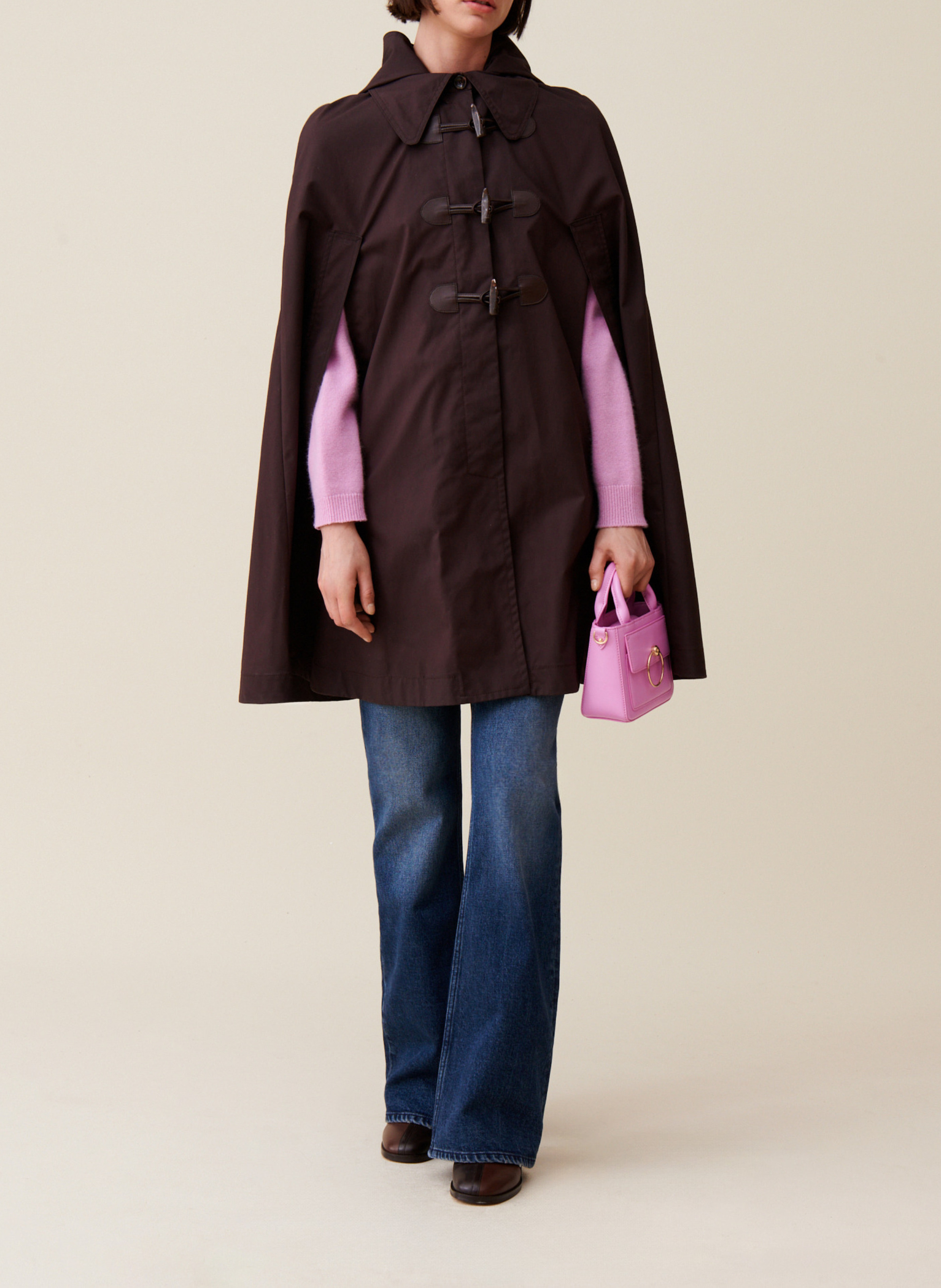 Cape à capuche amovible en coton CLAUDIE PIERLOT Marron