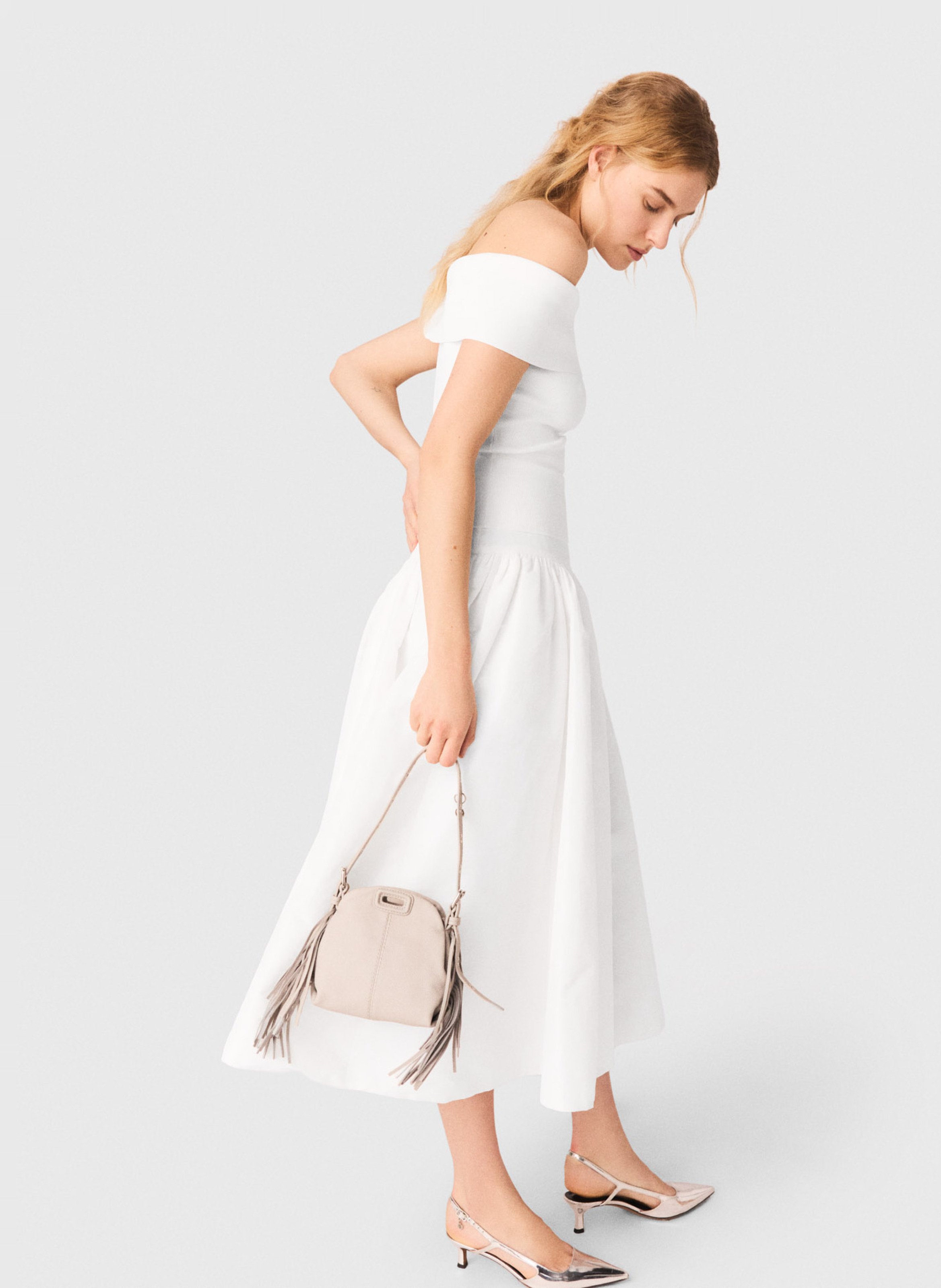 Top col bardot MAJE Blanc