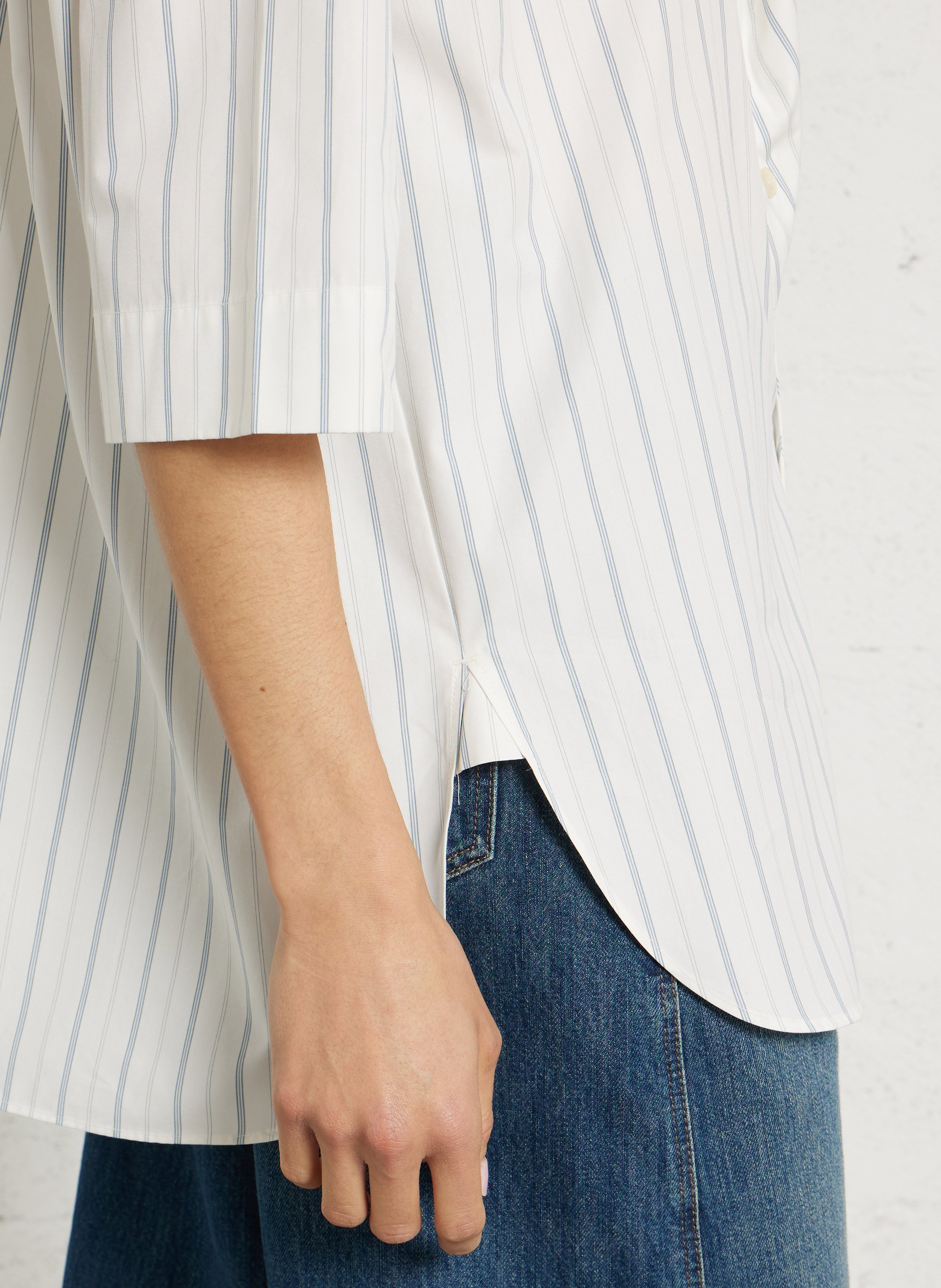 Blouse oversize col rond en coton rayé ixia SOEUR Beige