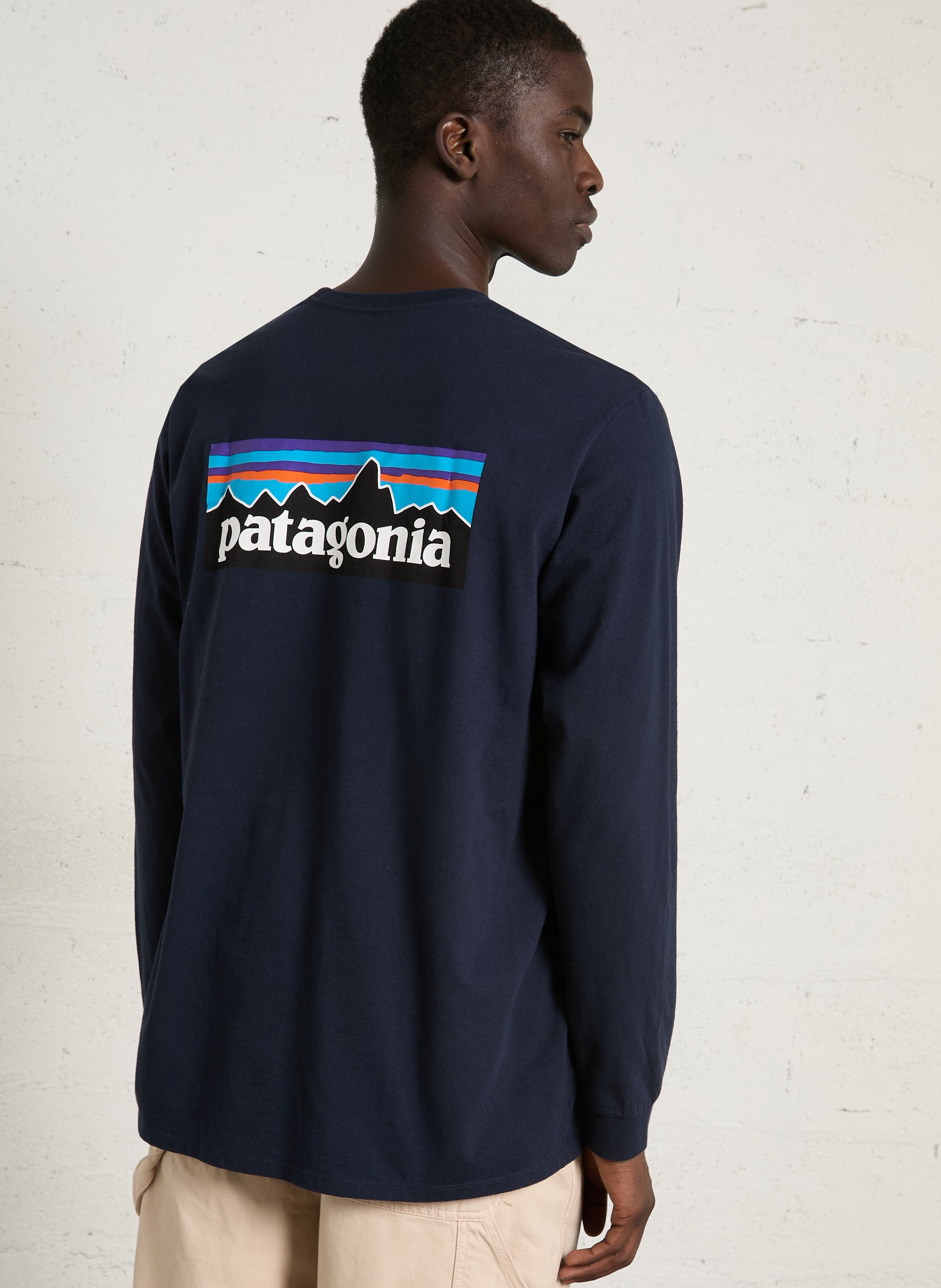 Tee-shirt col rond regular-fit sérigraphié en coton recyclé mélangé PATAGONIA Bleu