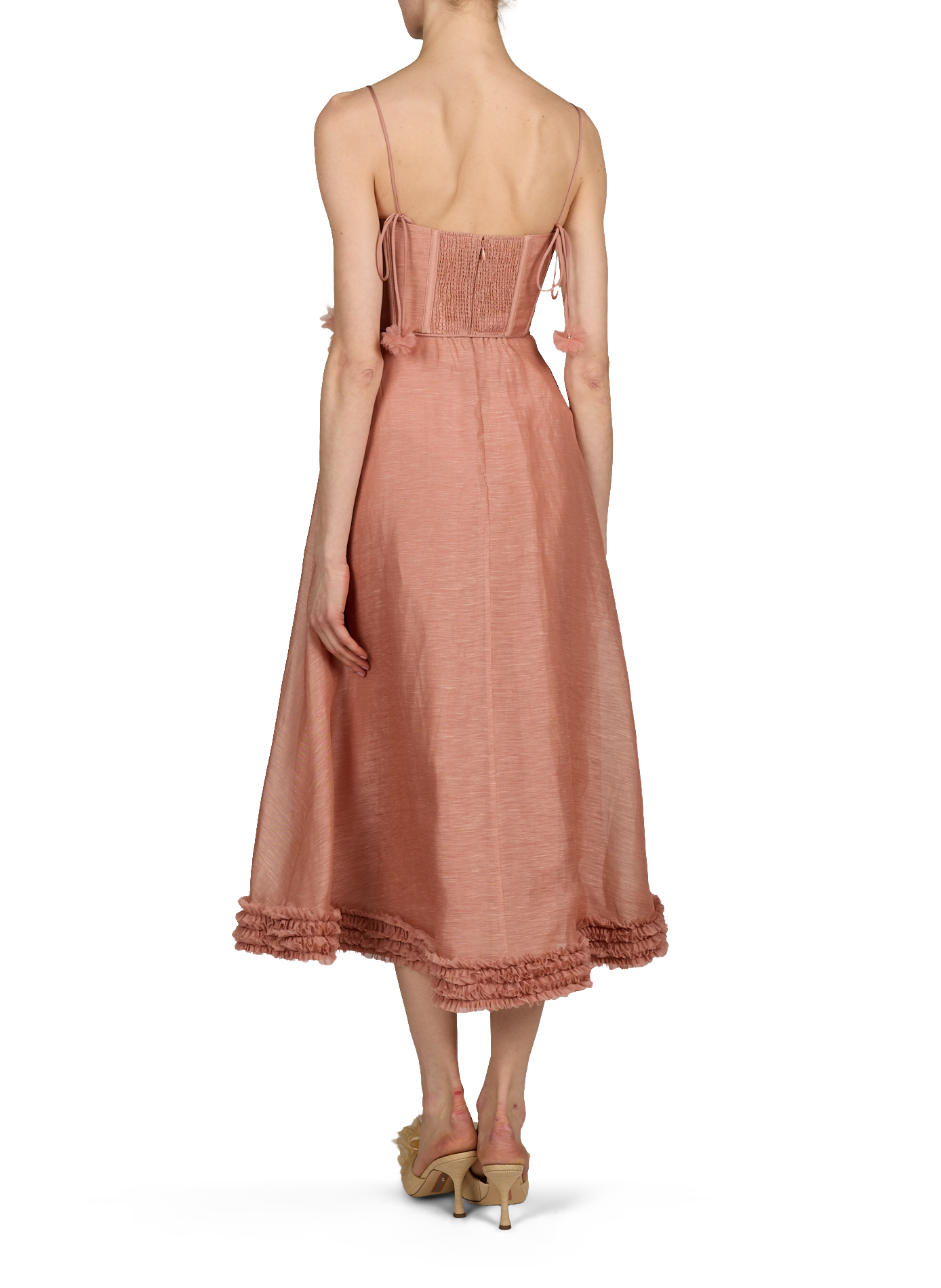 Robe midi à volants Luna ZIMMERMANN Rose
