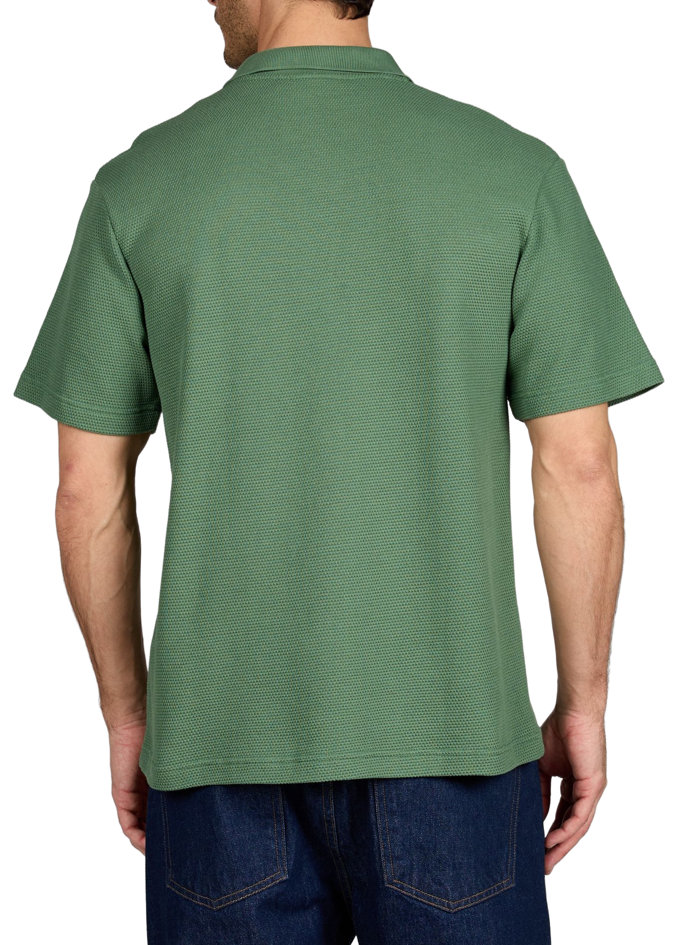 Short-sleeved textured cotton piqué polo FAGUO Green