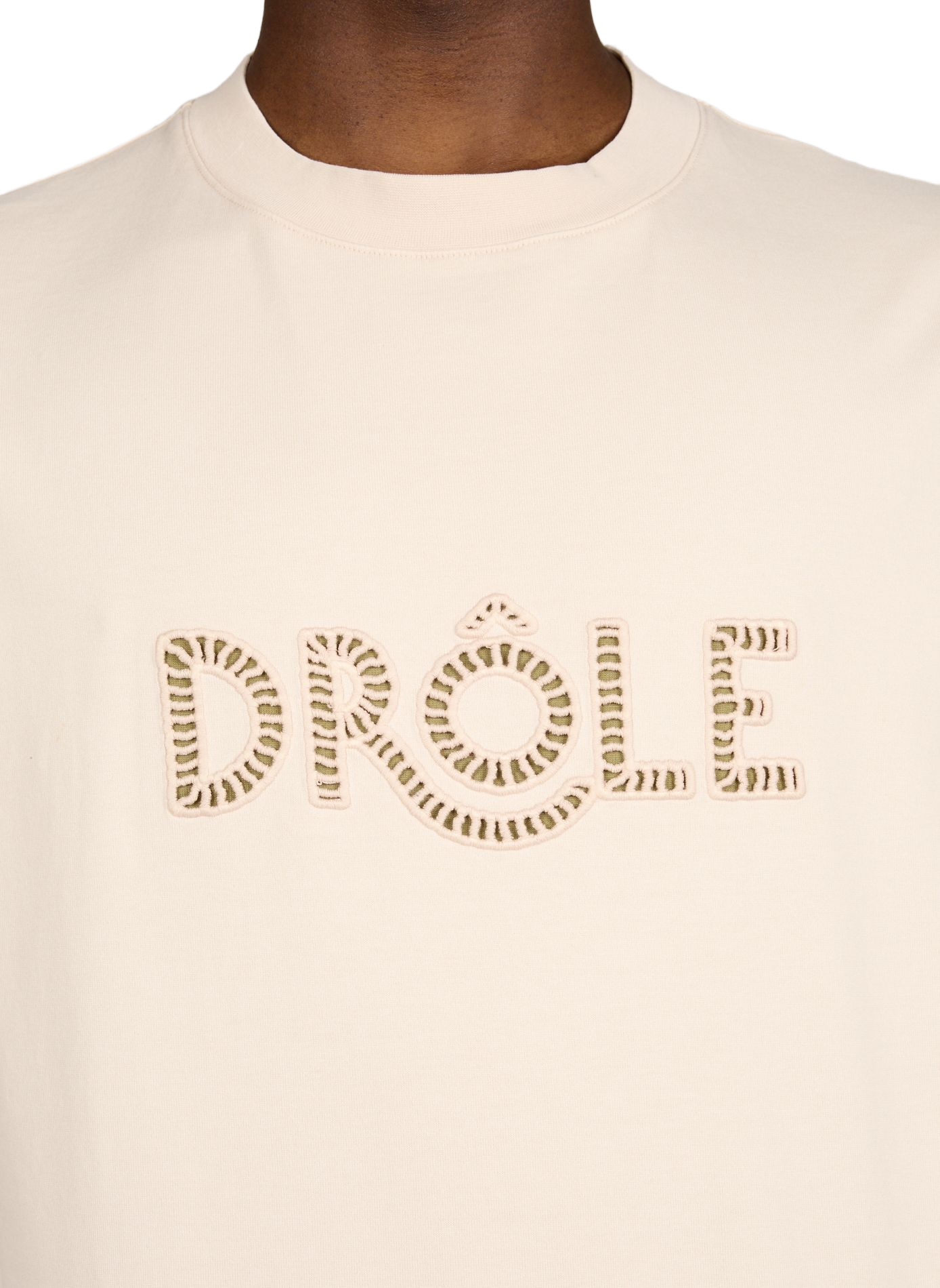 T-shirt broderie Drôle en coton DROLE DE MONSIEUR Beige