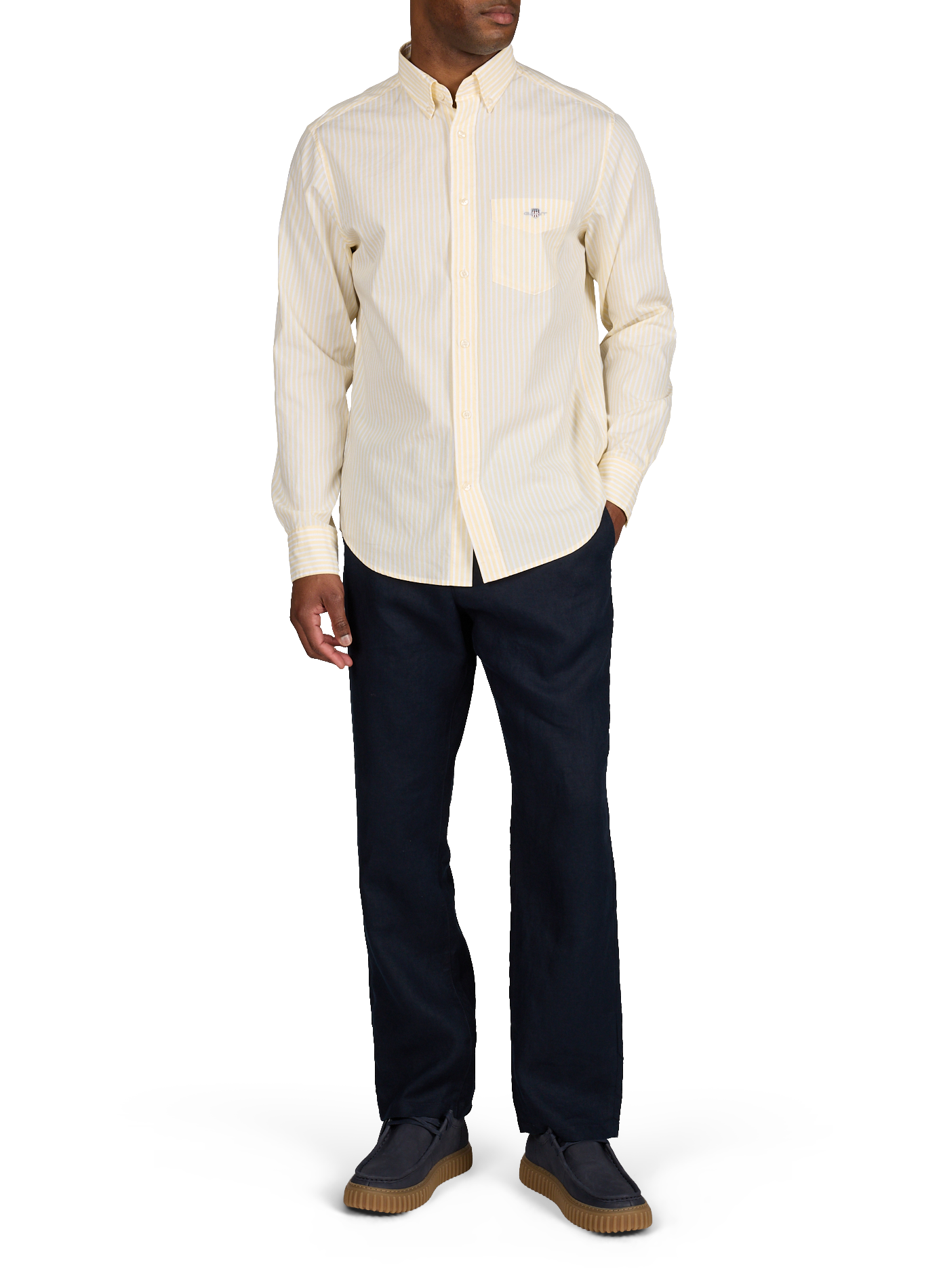 Chemise col américain à rayures en coton GANT Jaune