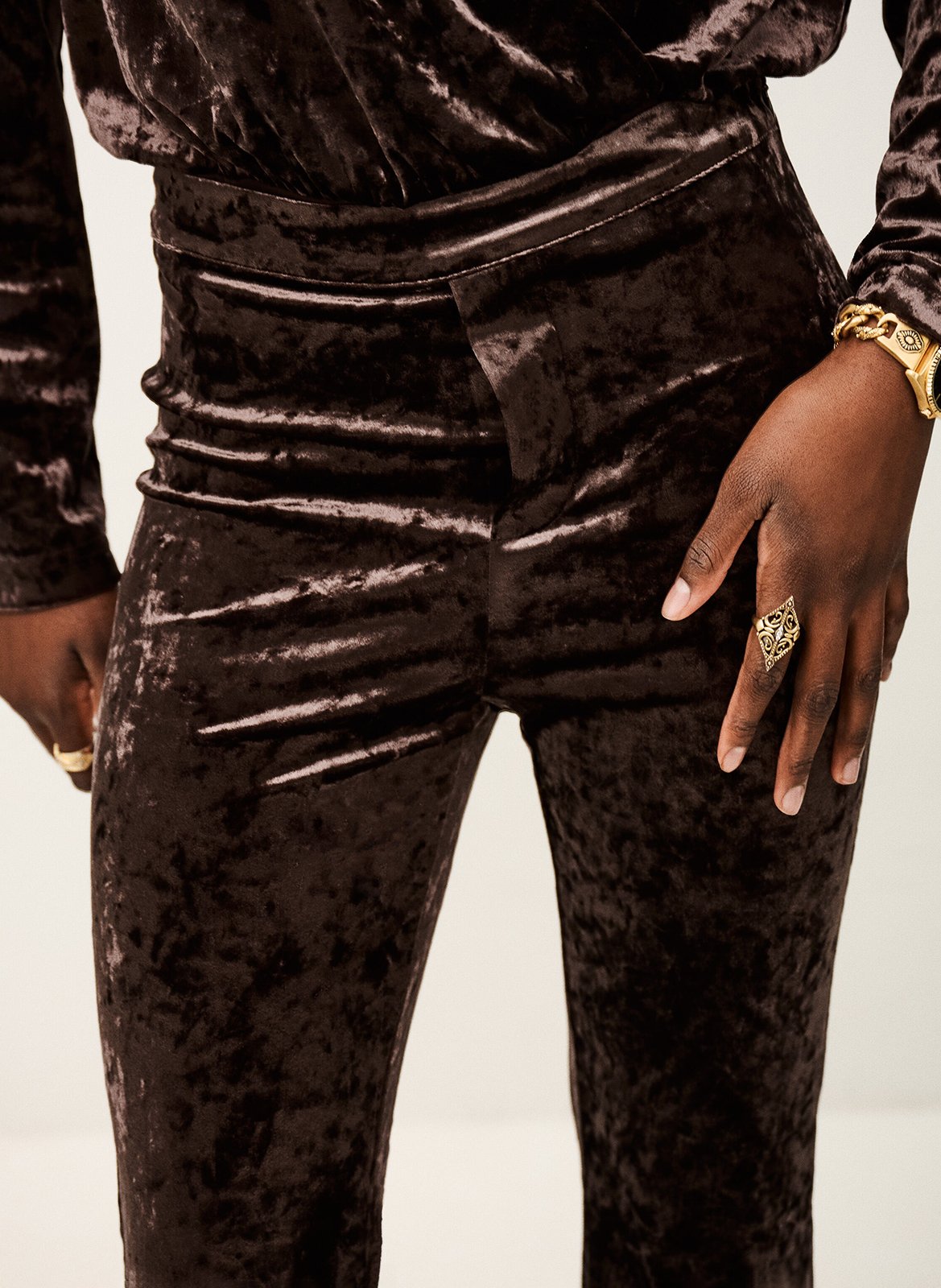 Pantalon patte d'eph en velours imprimé lolita BA&SH Noir