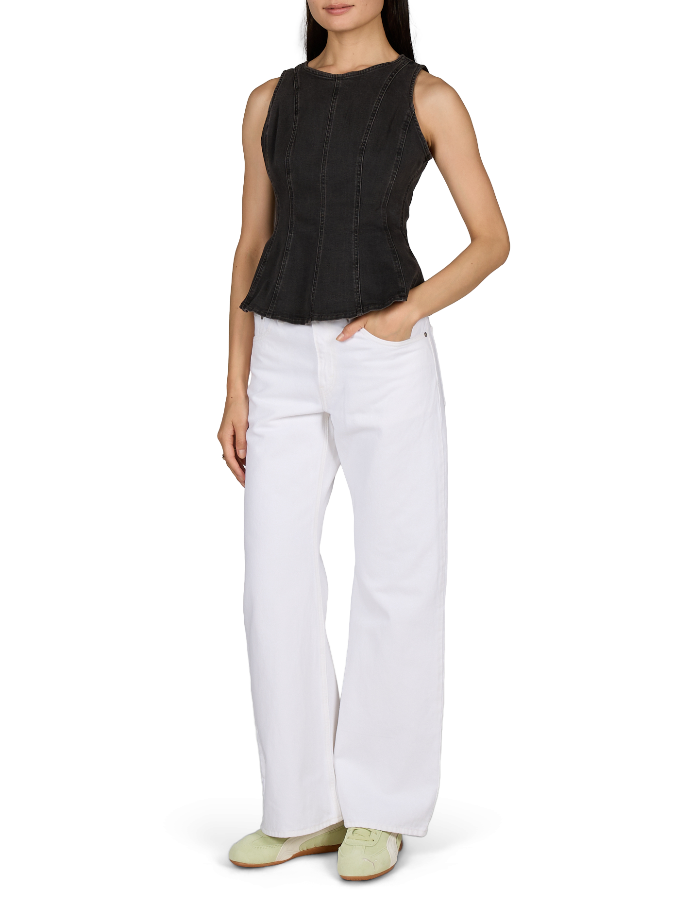 Taillierte ärmellose Bluse aus gemischter Baumwolldenim LEVI'S Schwarz