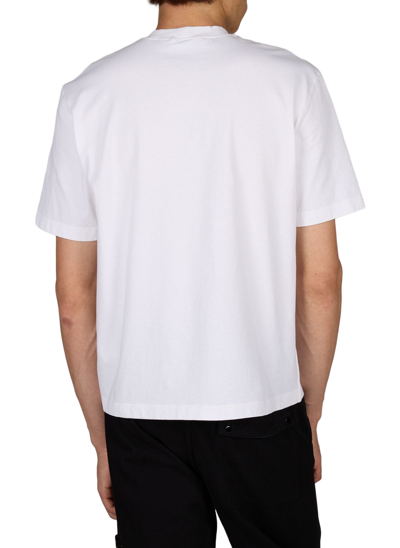 Gerader Rundhalsausschnitt T-Shirt aus Baumwolle STONE ISLAND Weiss