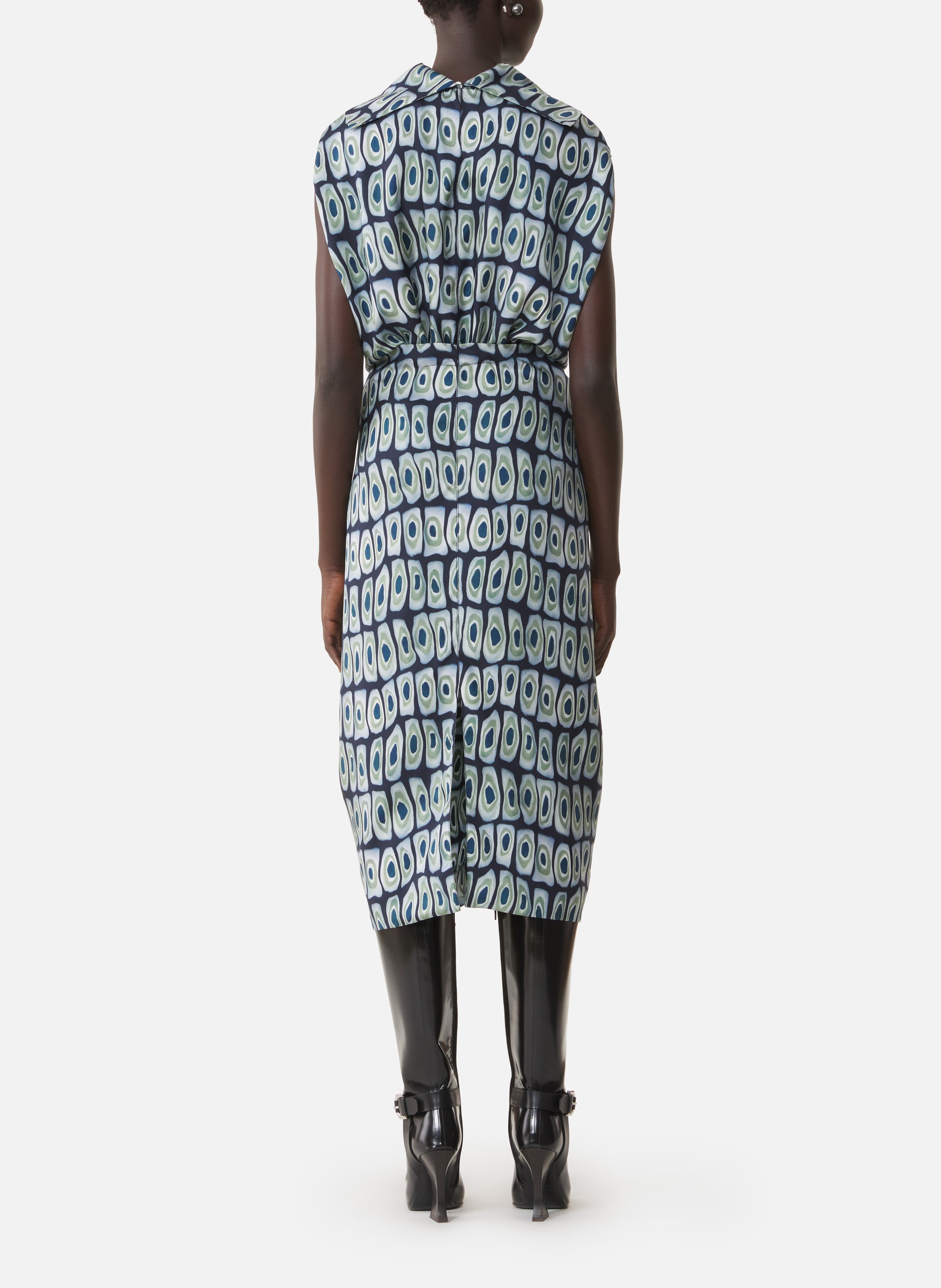 Robe cape en soie imprimée LANVIN Vert