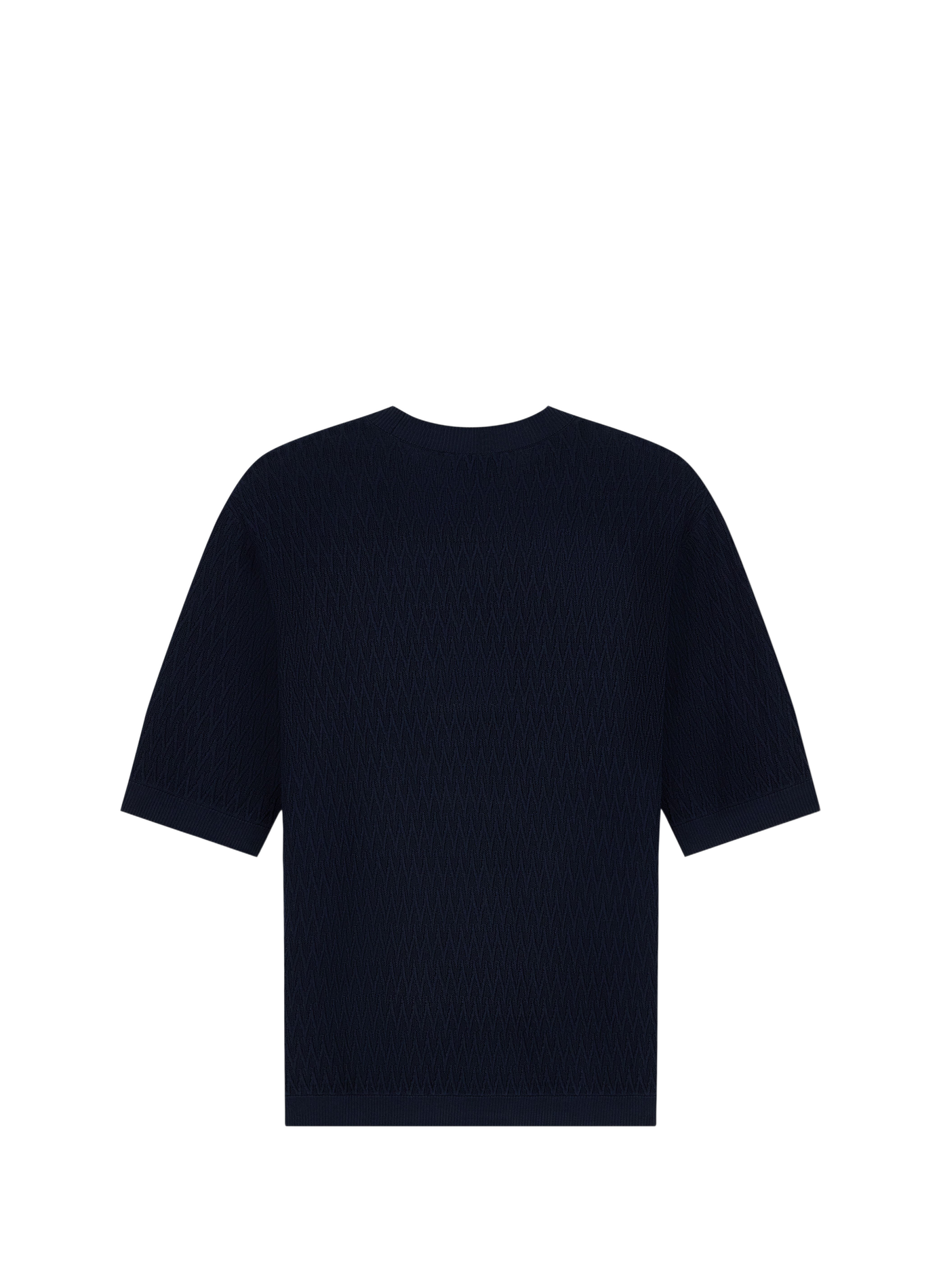 Short-sleeved chevron knit cotton sweater EMPORIO ARMANI Blue