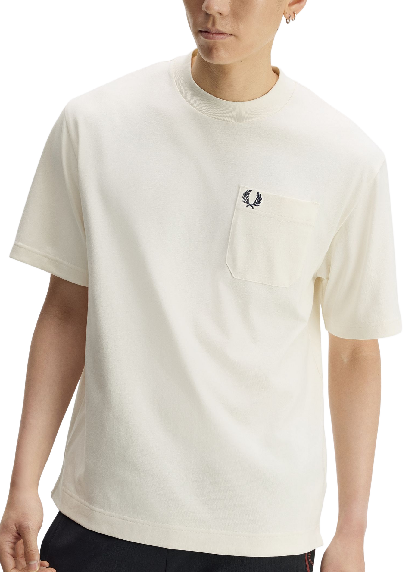 Tee-shirt col rond en coton FRED PERRY Beige