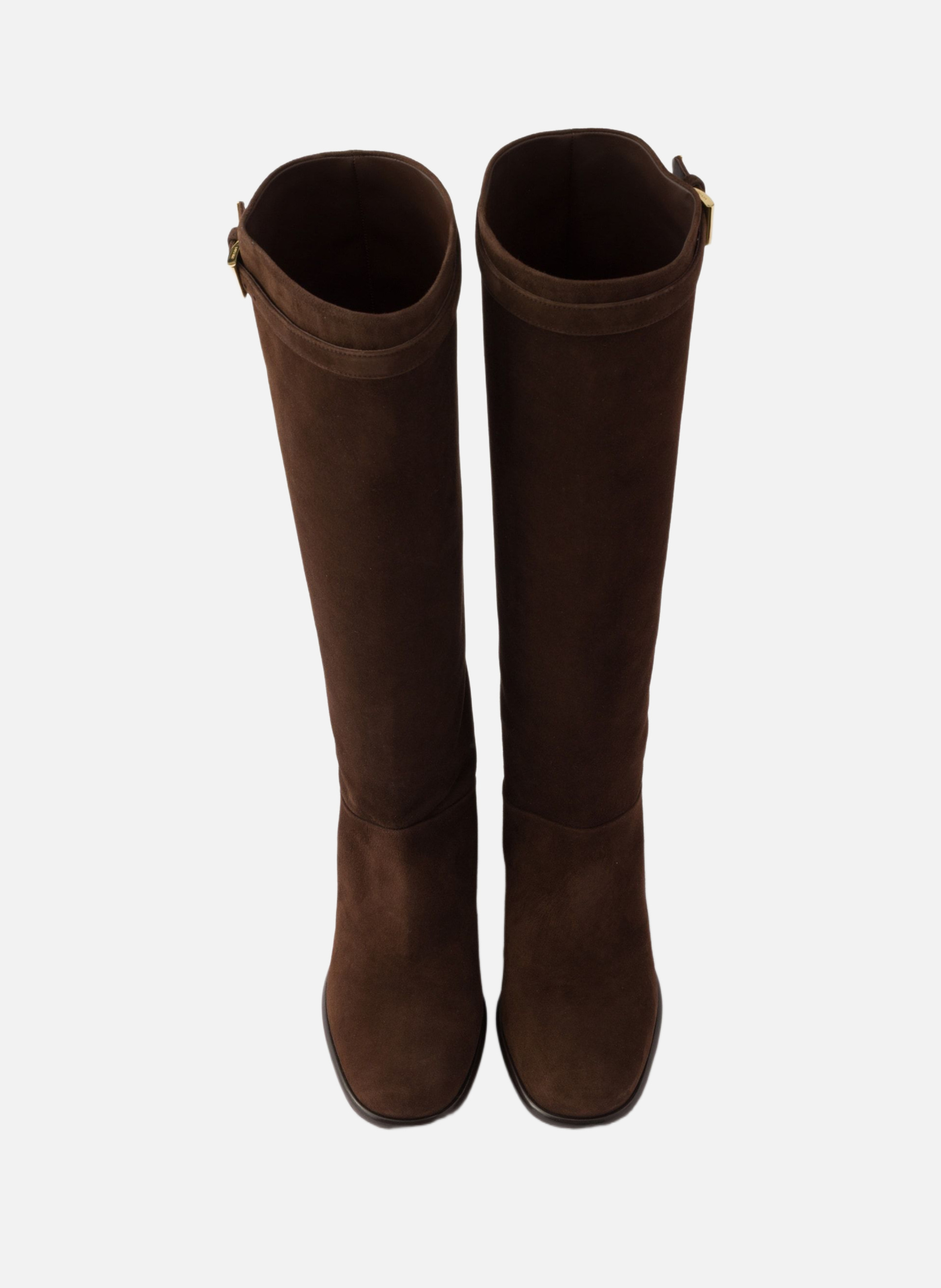 Bottes en veau velours PRADA Marron