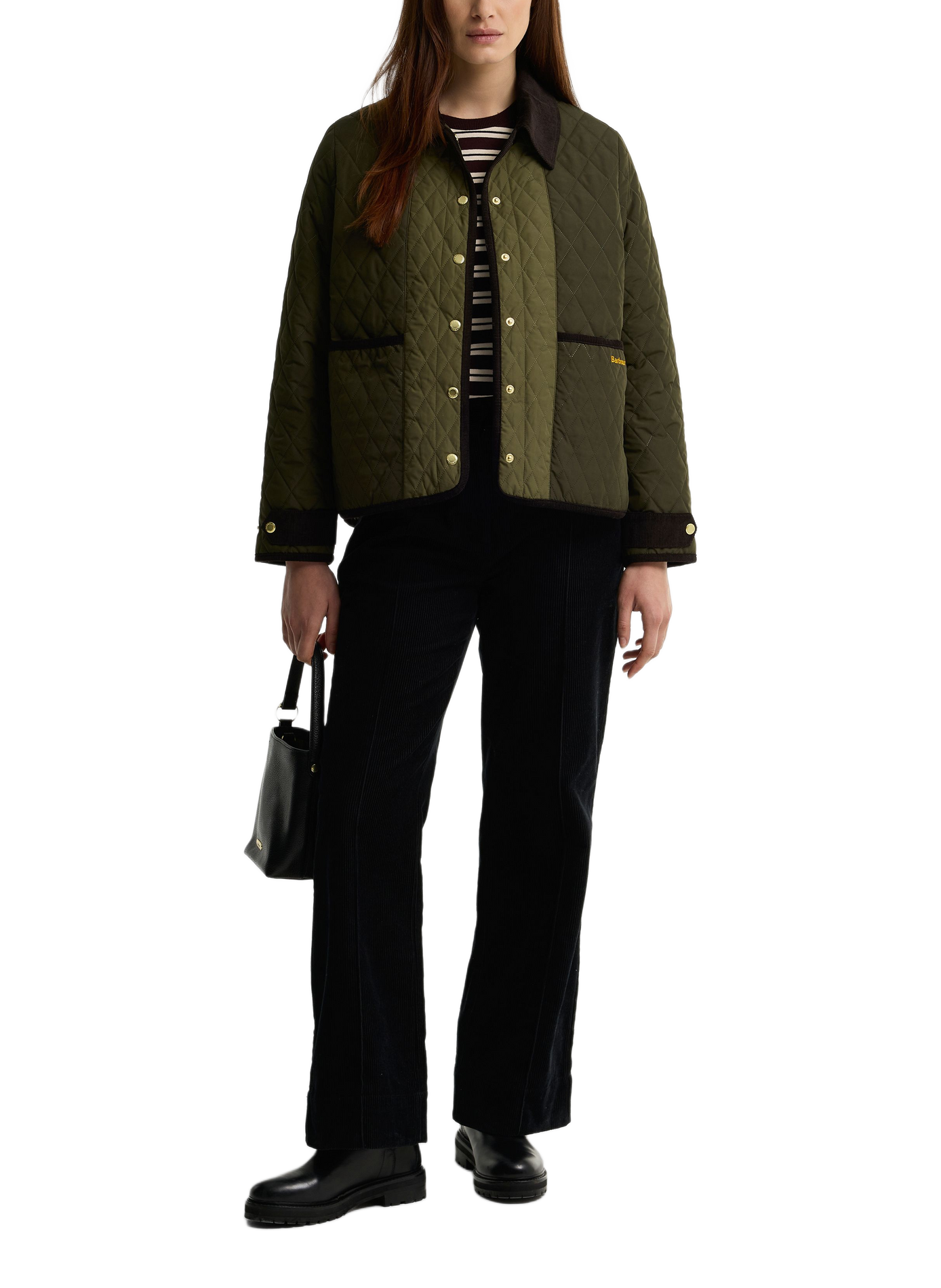Quilted straight jacket with contrast collar BARBOUR Green