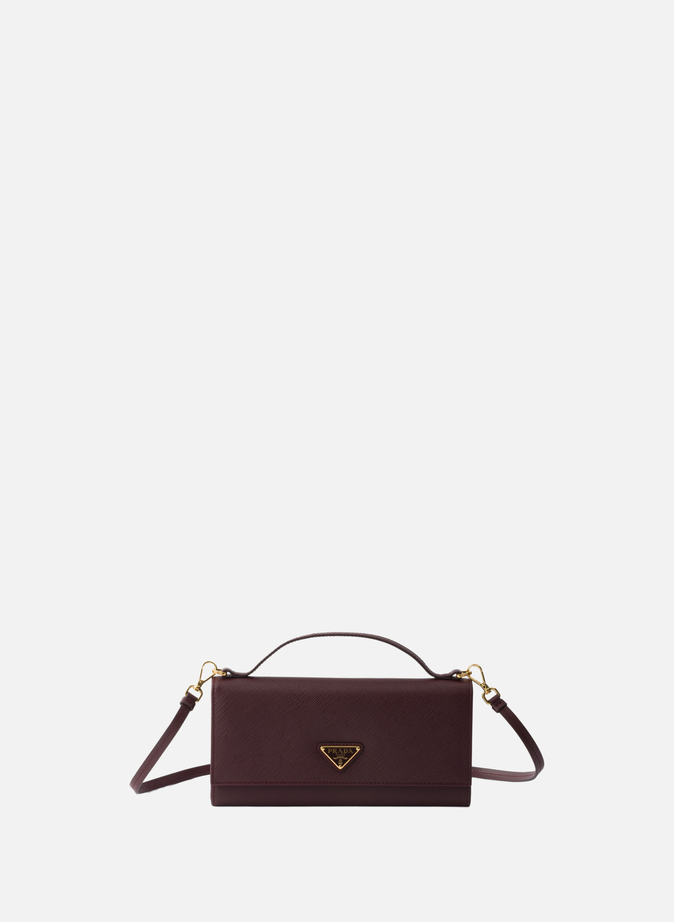 Portefeuille à bandoulière en cuir saffiano PRADA Rouge