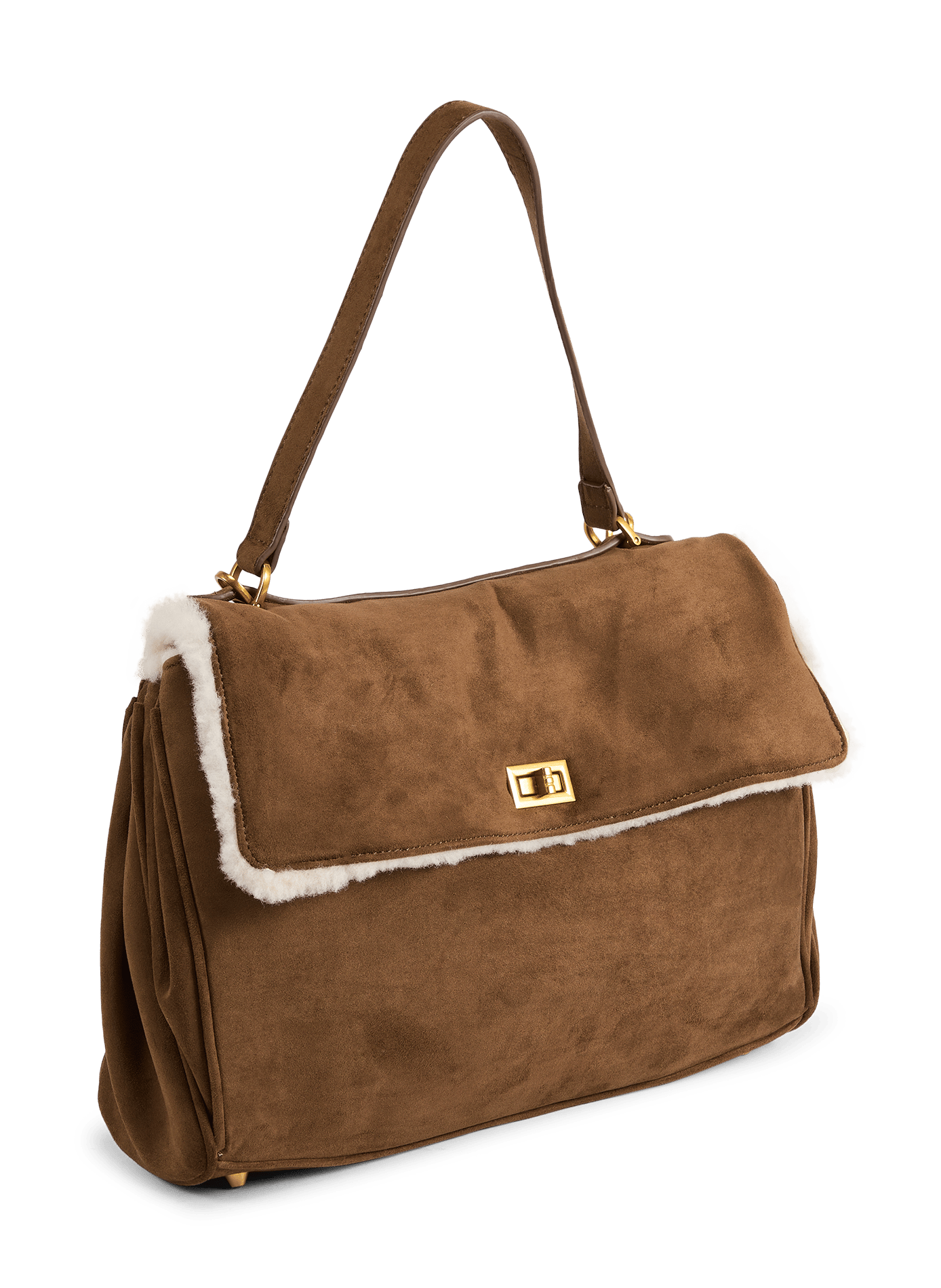 Flap suede effect handbag AU PRINTEMPS PARIS Brown