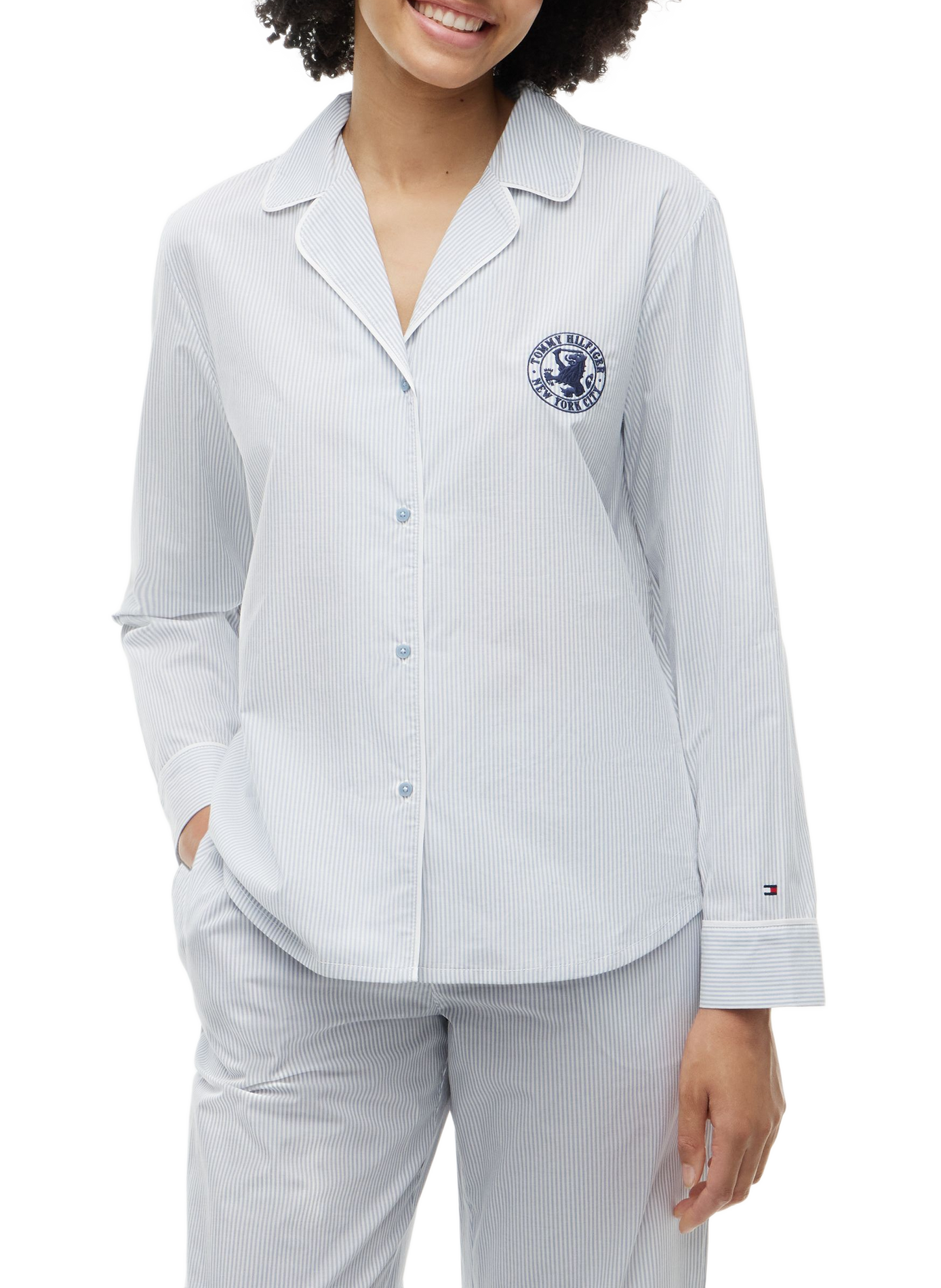 Chemise de pyjama en popeline TOMMY HILFIGER Gris