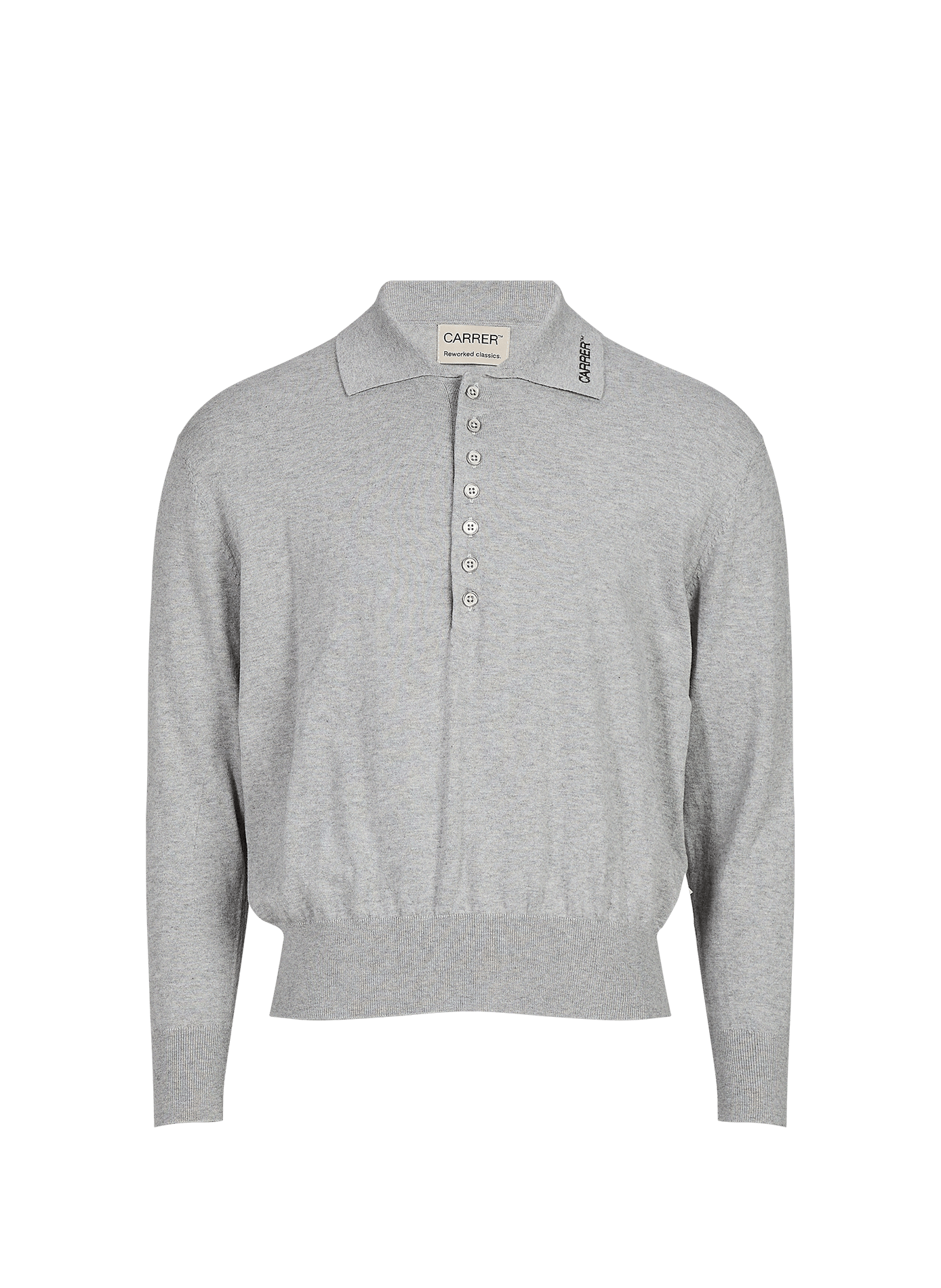 Long-sleeve cotton blend polo shirt CARRER Grey