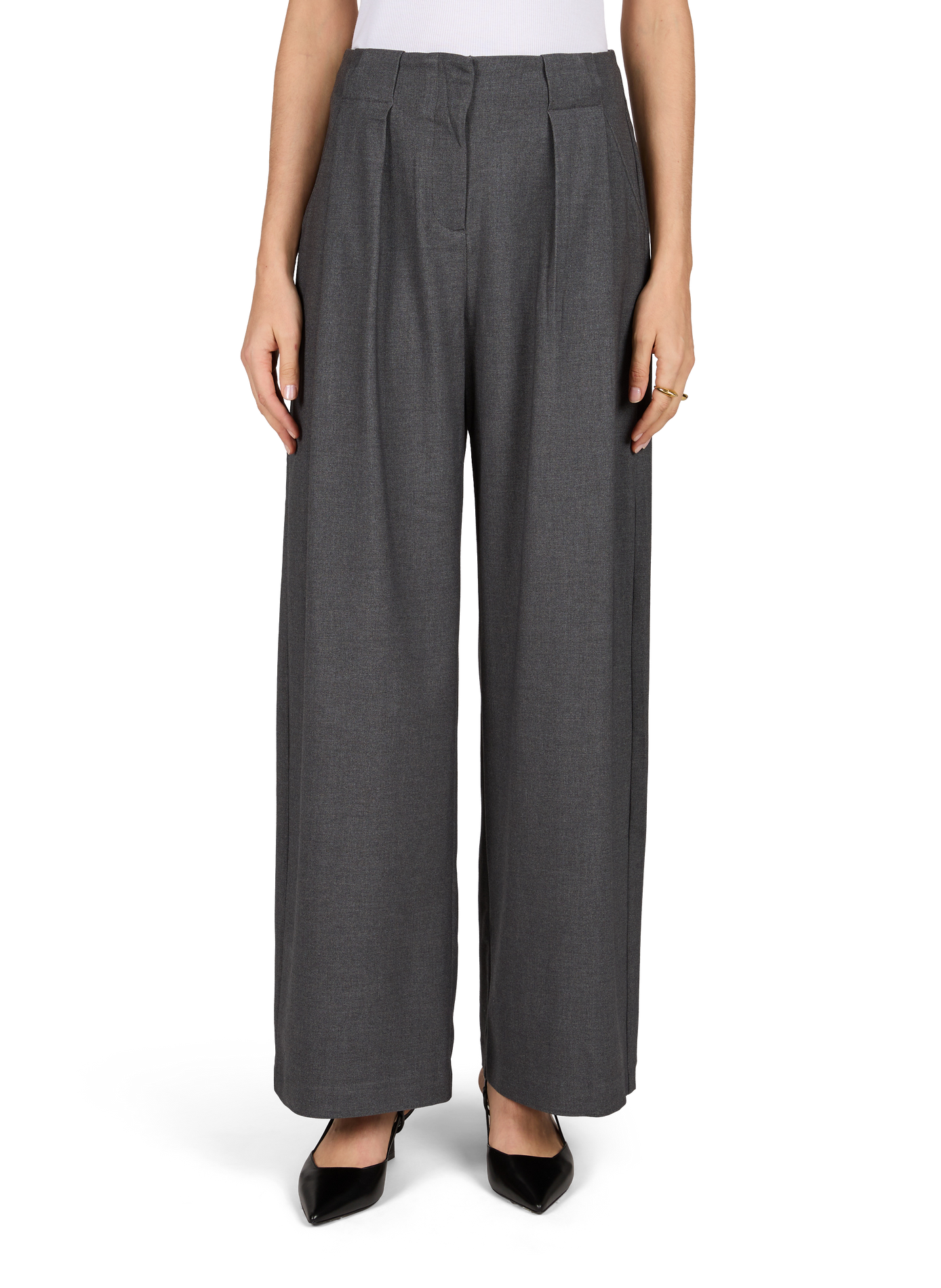 Plain wide-leg tailored trousers SUNCOO Grey