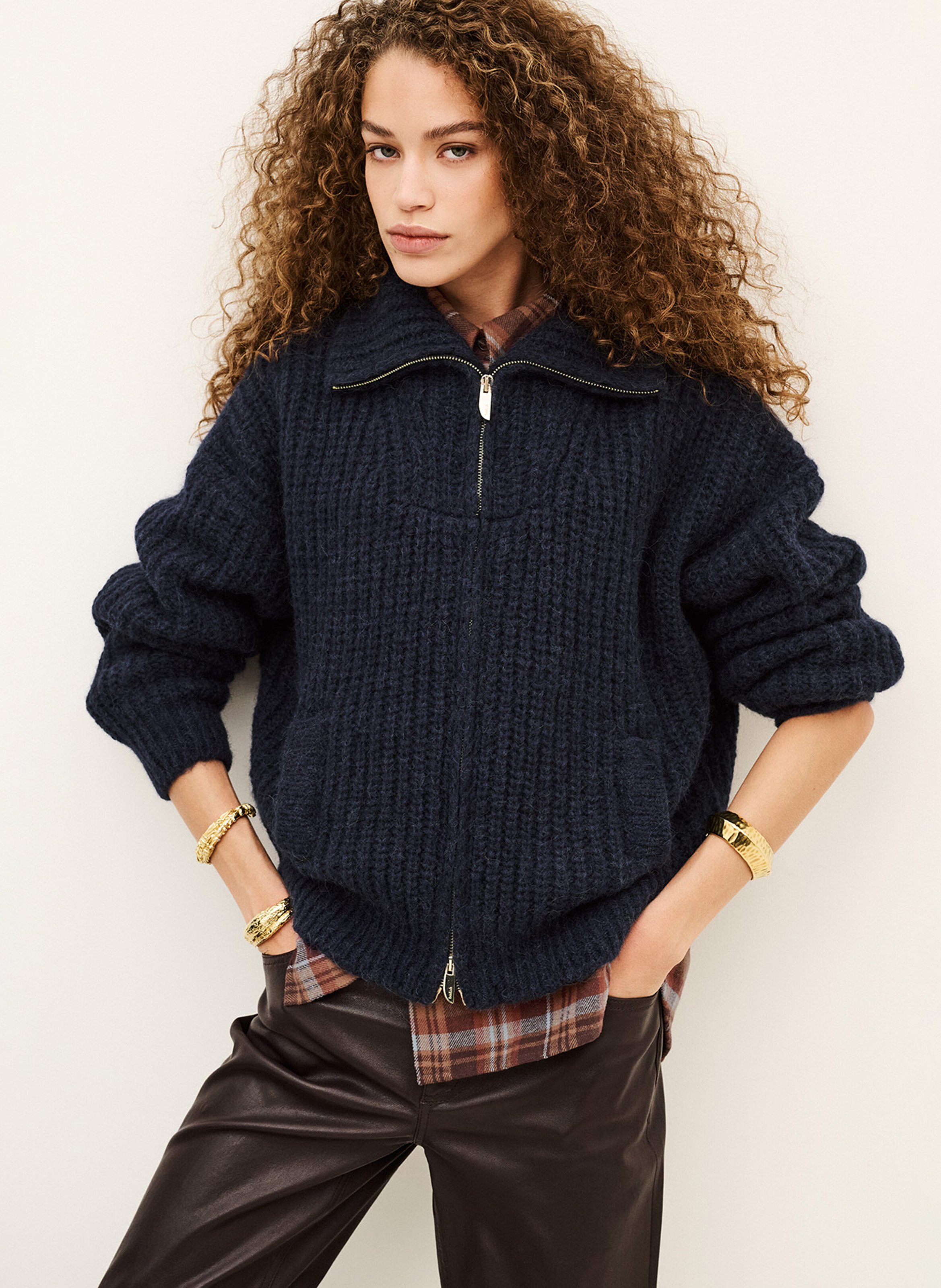 Cardigan ample en laine mélangée belwane BA&SH Bleu