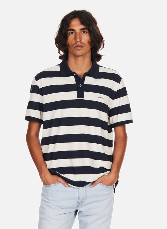 Striped cotton polo shirt Blue by GANT GANT Striped cotton polo shirt Blue