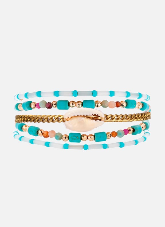 Collier multiliens avec pendentif et médaillon avec émail rosalia Bleu by HIPANEMA HIPANEMA Collier multiliens avec pendentif et médaillon avec émail rosalia Bleu