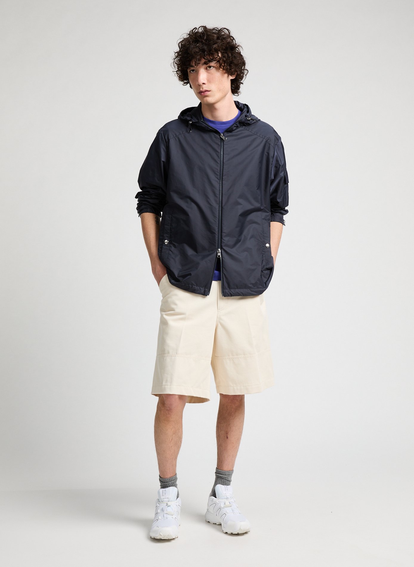 Recycled polyester-blend windbreaker jacket MONCLER Blue