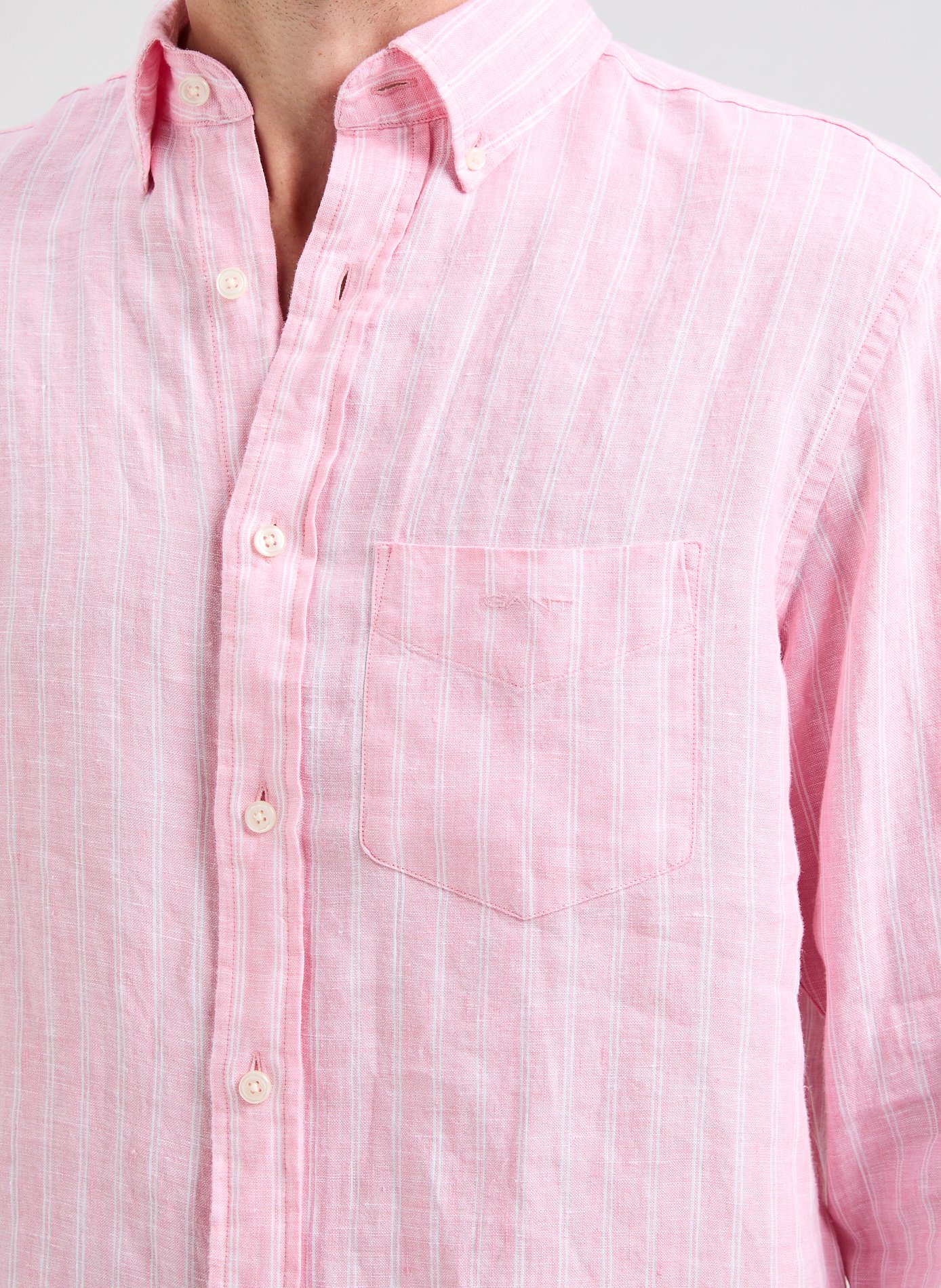 Striped linen shirt GANT Pink