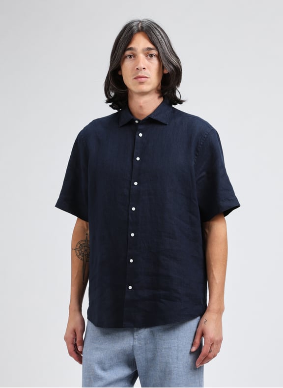 Chemise unie en lin Bleu by SEIDENSTICKER SEIDENSTICKER Chemise unie en lin Bleu