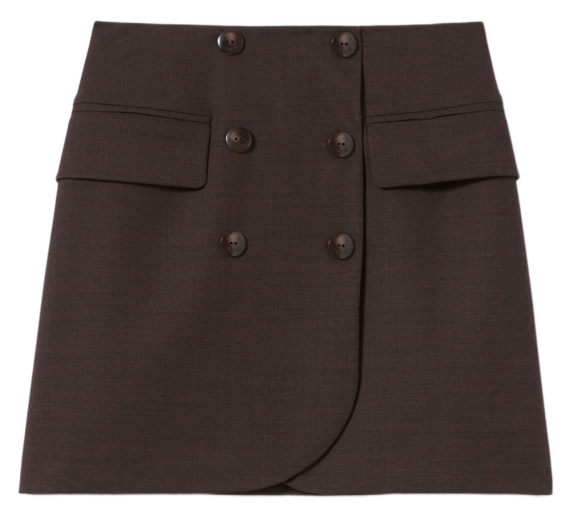 Jupe courte droite en laine mélangée sienna CLAUDIE PIERLOT Marron