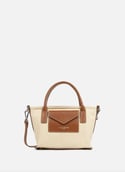 Mini sac cabas main - canvas kba  Beige - cognac