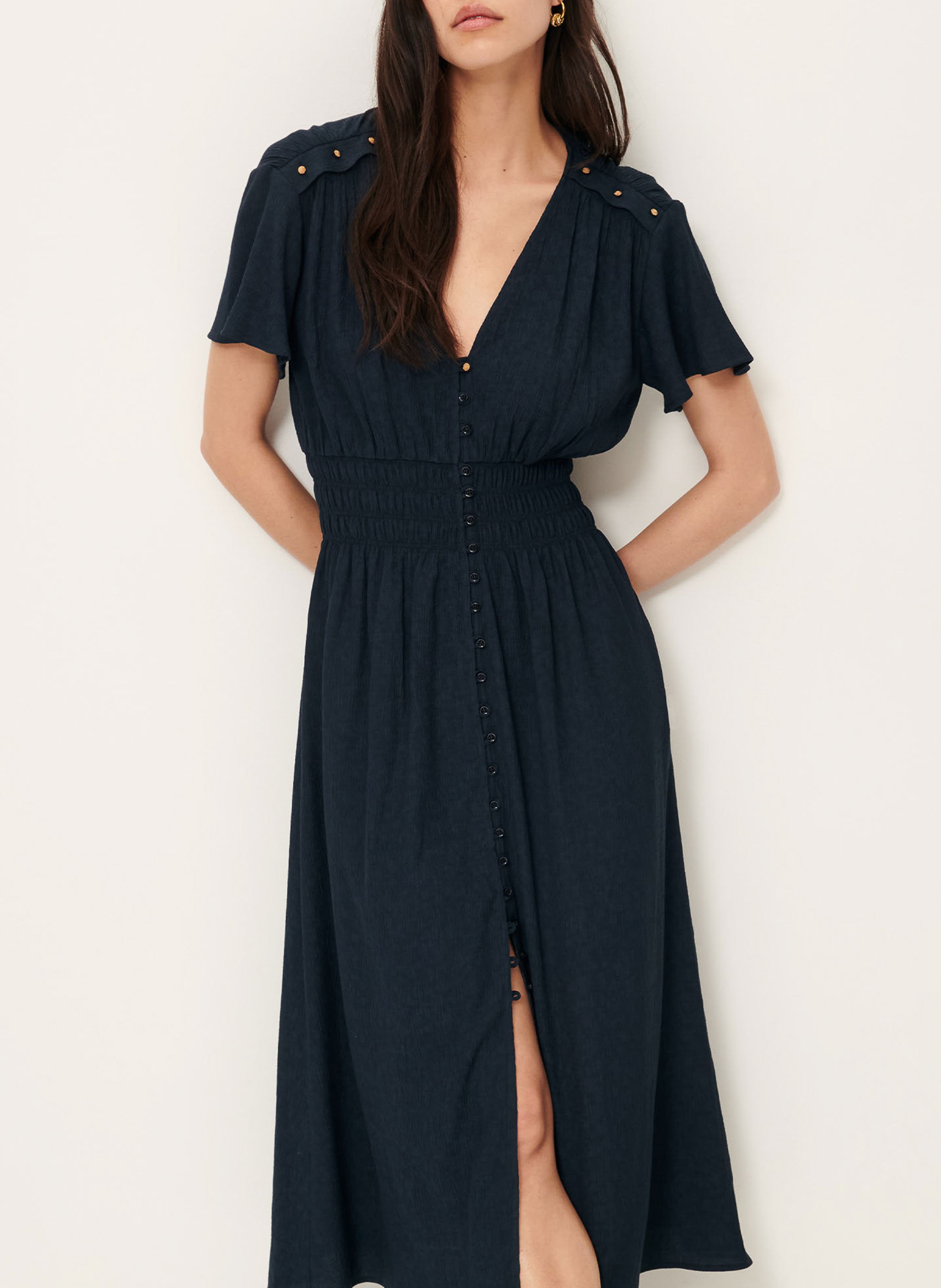 Robe longue col v galaya SESSUN Bleu