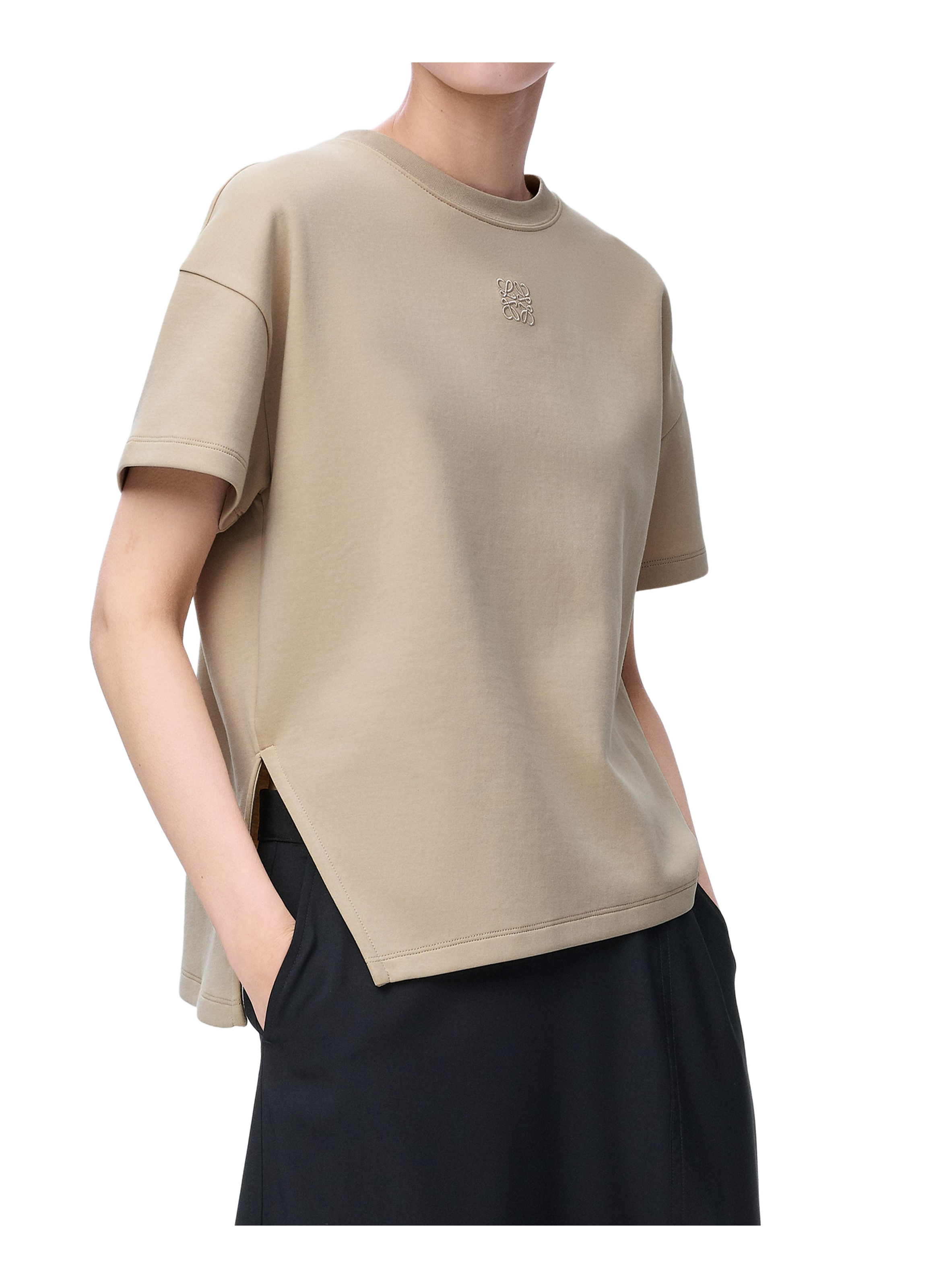 LOEWE T-shirt asymétrique en coton mélangé Beige