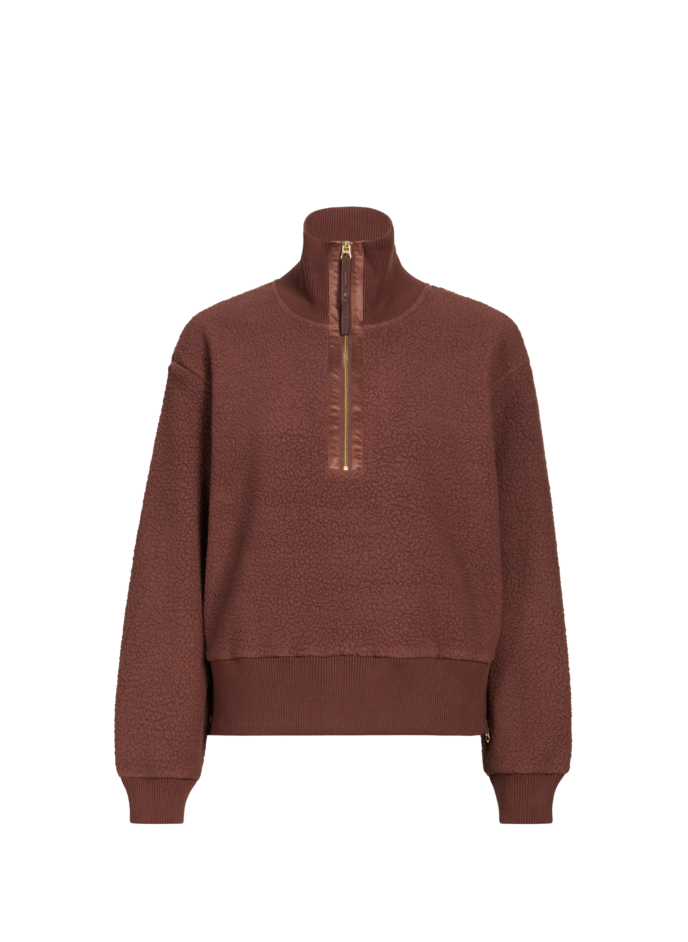 VARLEY Shearling zip-up turtleneck sweater Brown