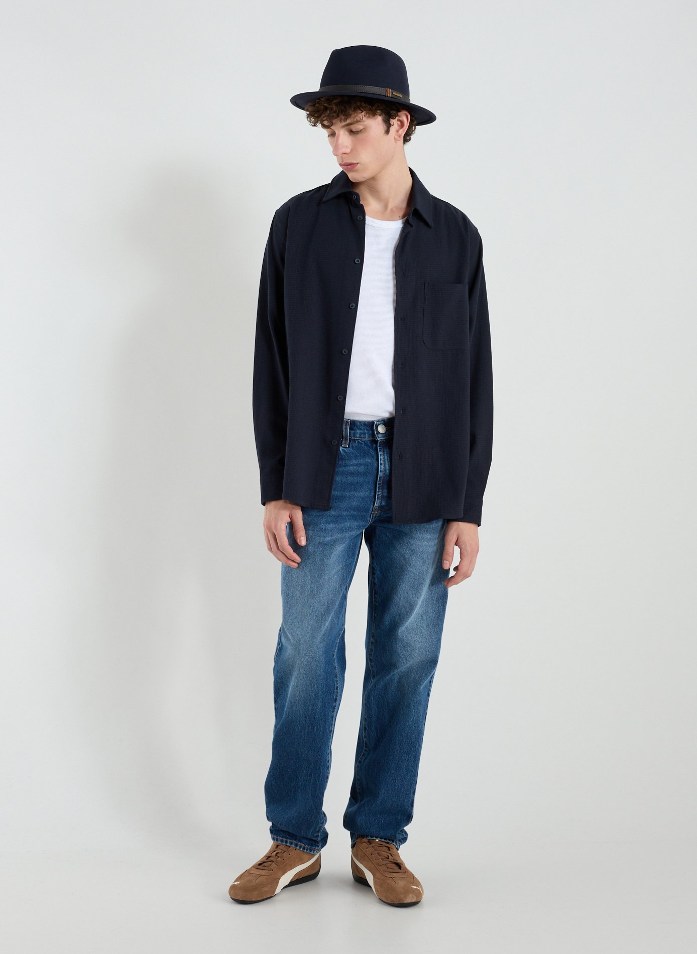 Chemise pied-de-poule en coton SAMSOE SAMSOE Bleu