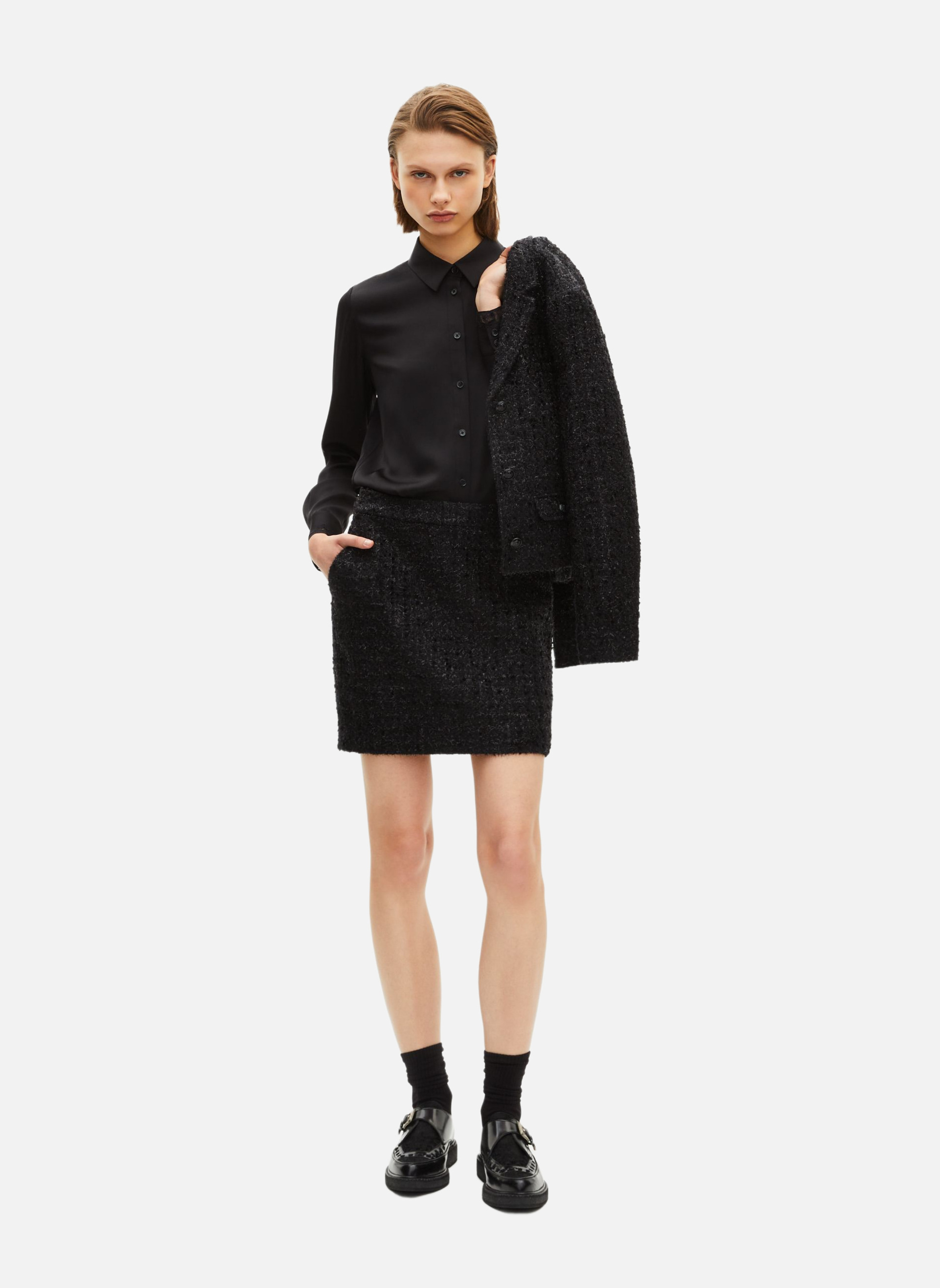 Jupe courte en tweed brillant THE KOOPLES Noir