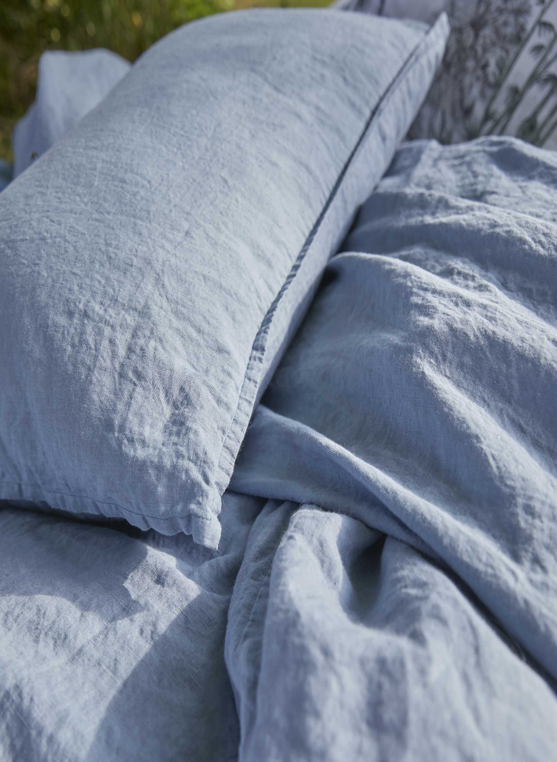 Taie d'oreiller unie en lin lavé, nouvelle vague ALEXANDRE TURPAULT Bleu