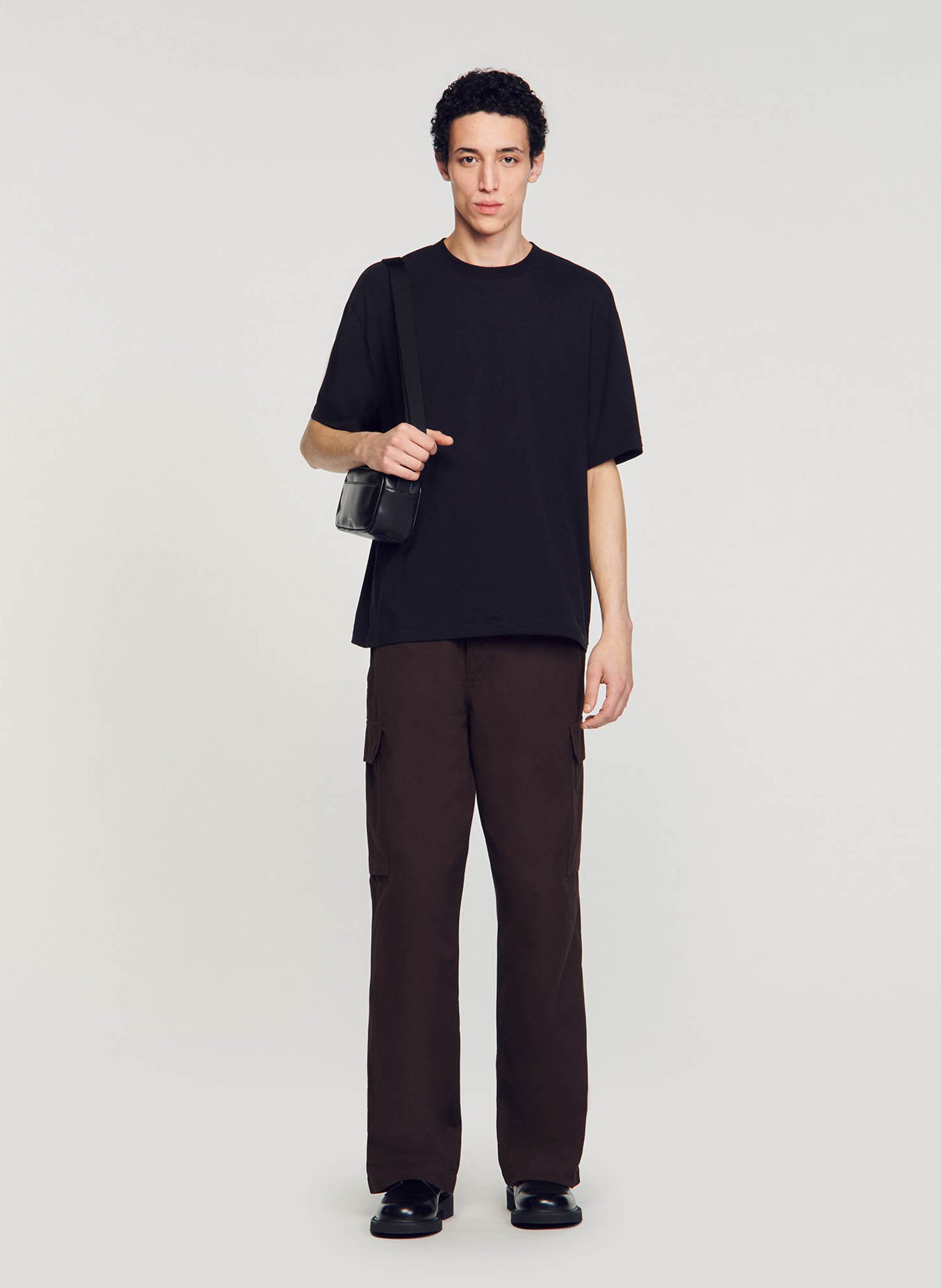 Tee-shirt oversize col rond en coton SANDRO Noir