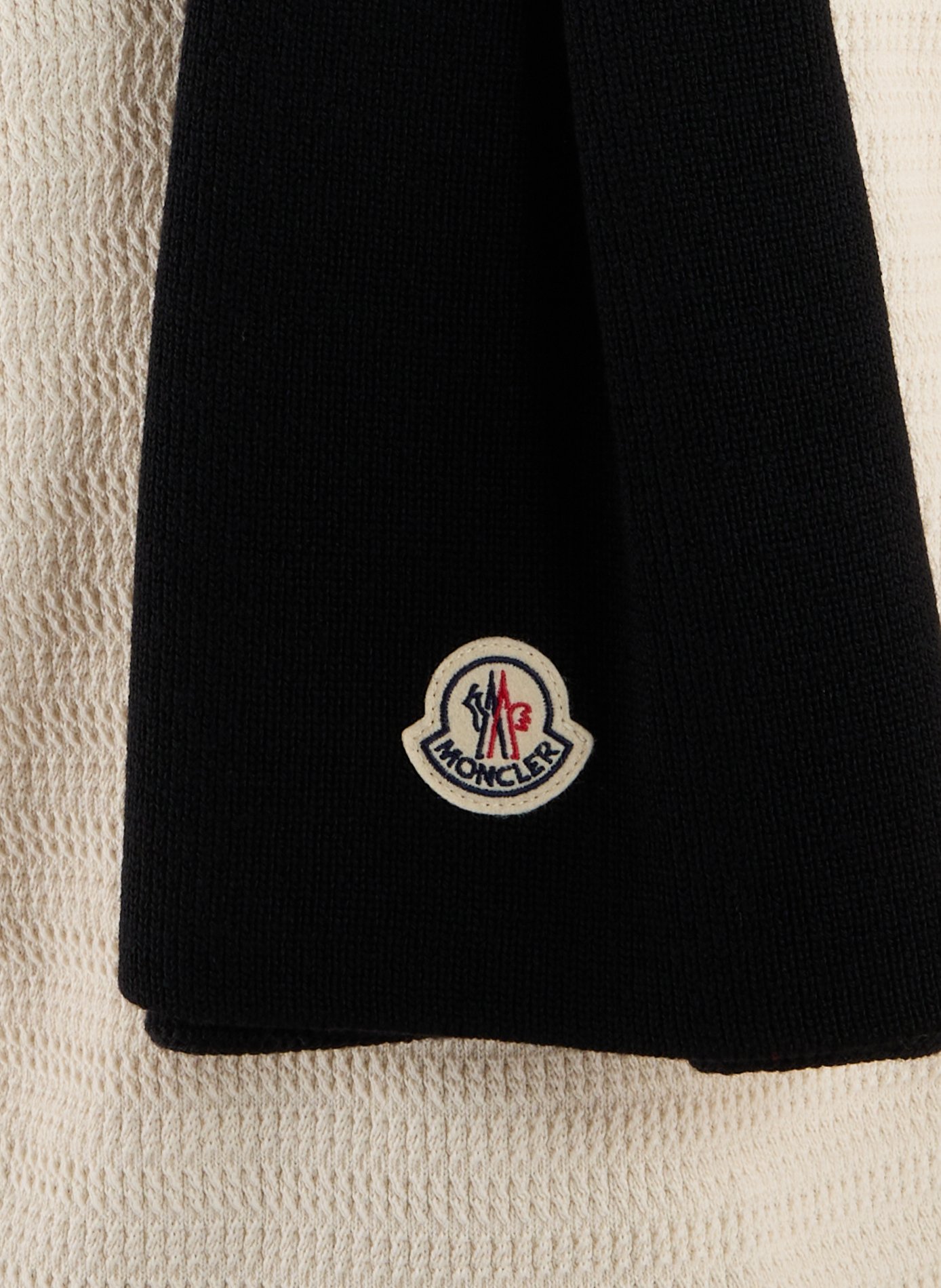 Ribbed virgin wool scarf MONCLER Black