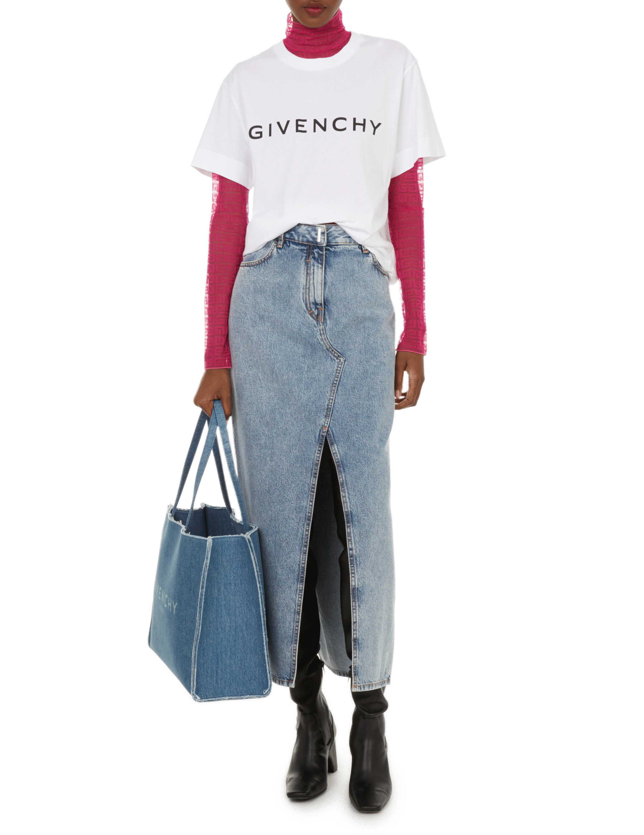 Long cotton slit skirt GIVENCHY Blue