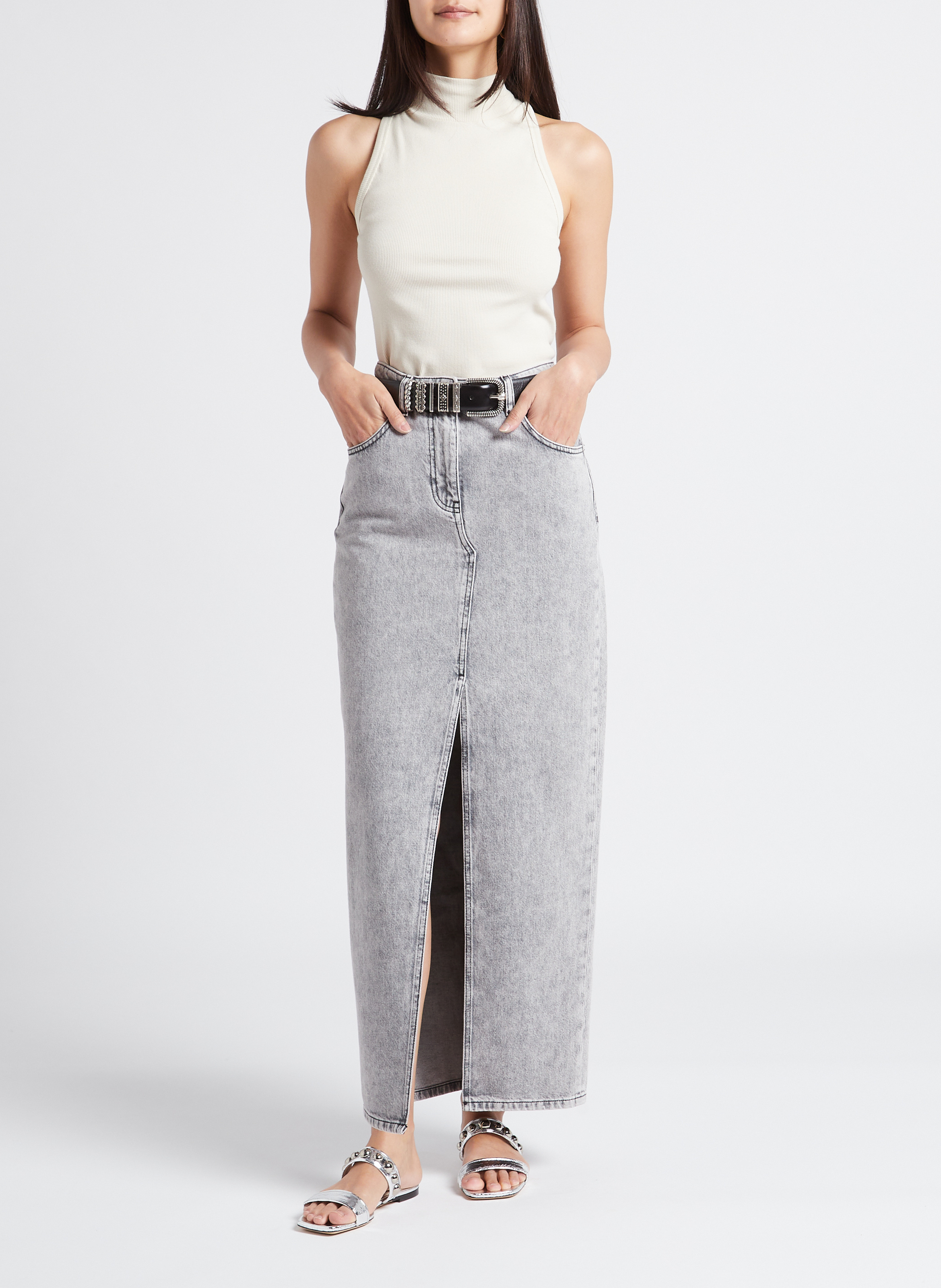 Ceinture multiples passants en cuir Berkane BA&SH Noir