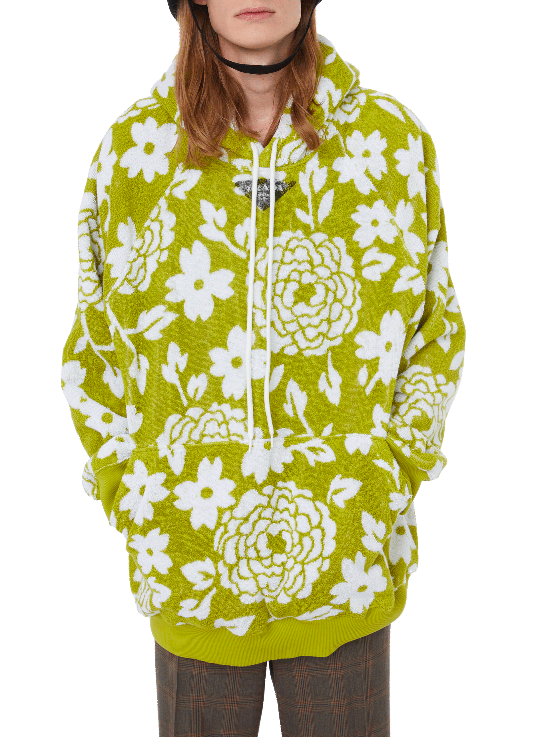 Jacquard towelling hoodie PRADA Green