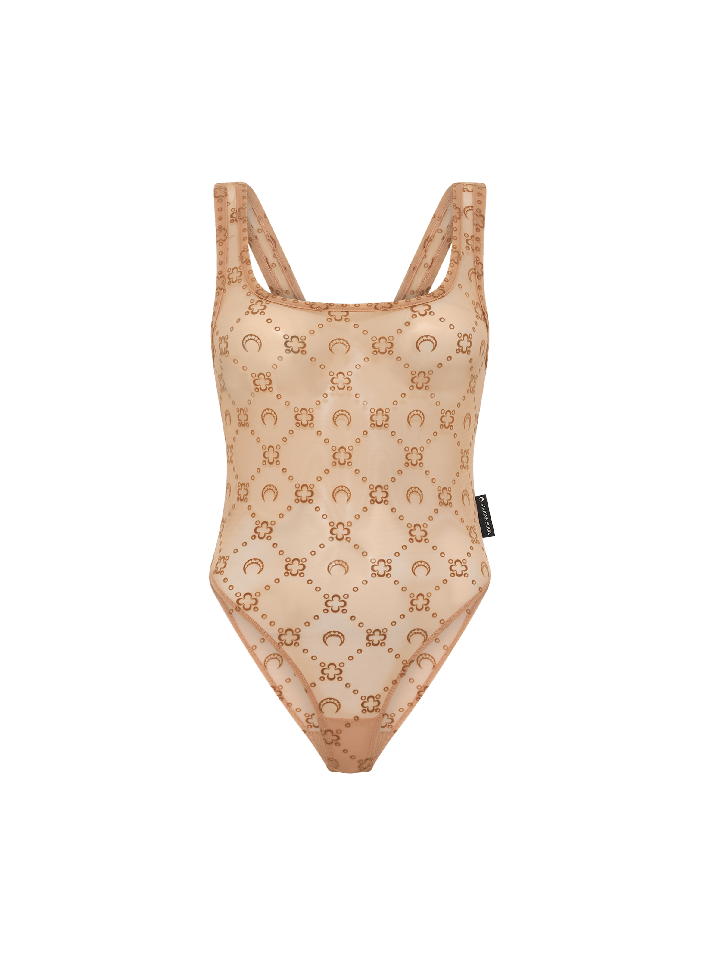 Recycled mesh flock bodysuit MARINE SERRE Beige