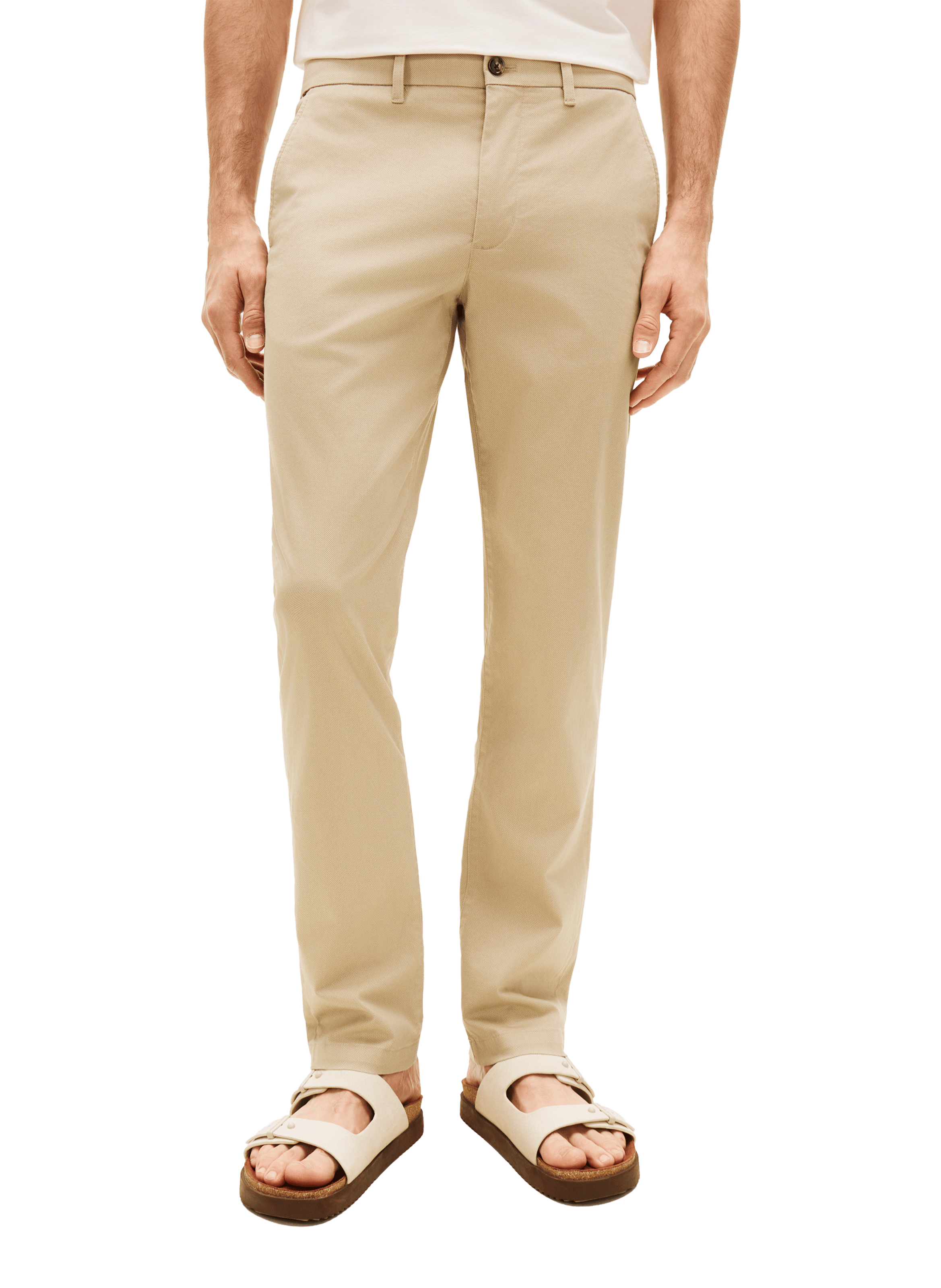 Pantalon coupe droite en coton TOMMY HILFIGER Beige