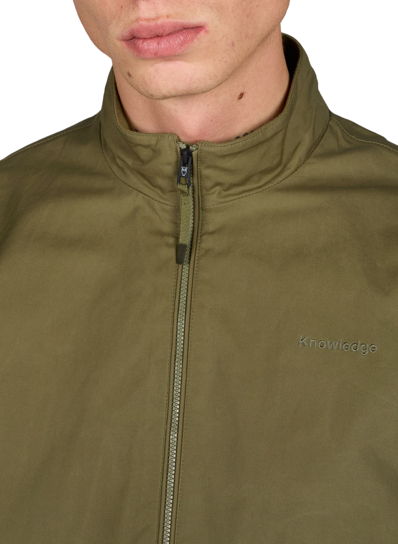 High-neck cotton jacket KNOWLEDGE COTTON Khaki