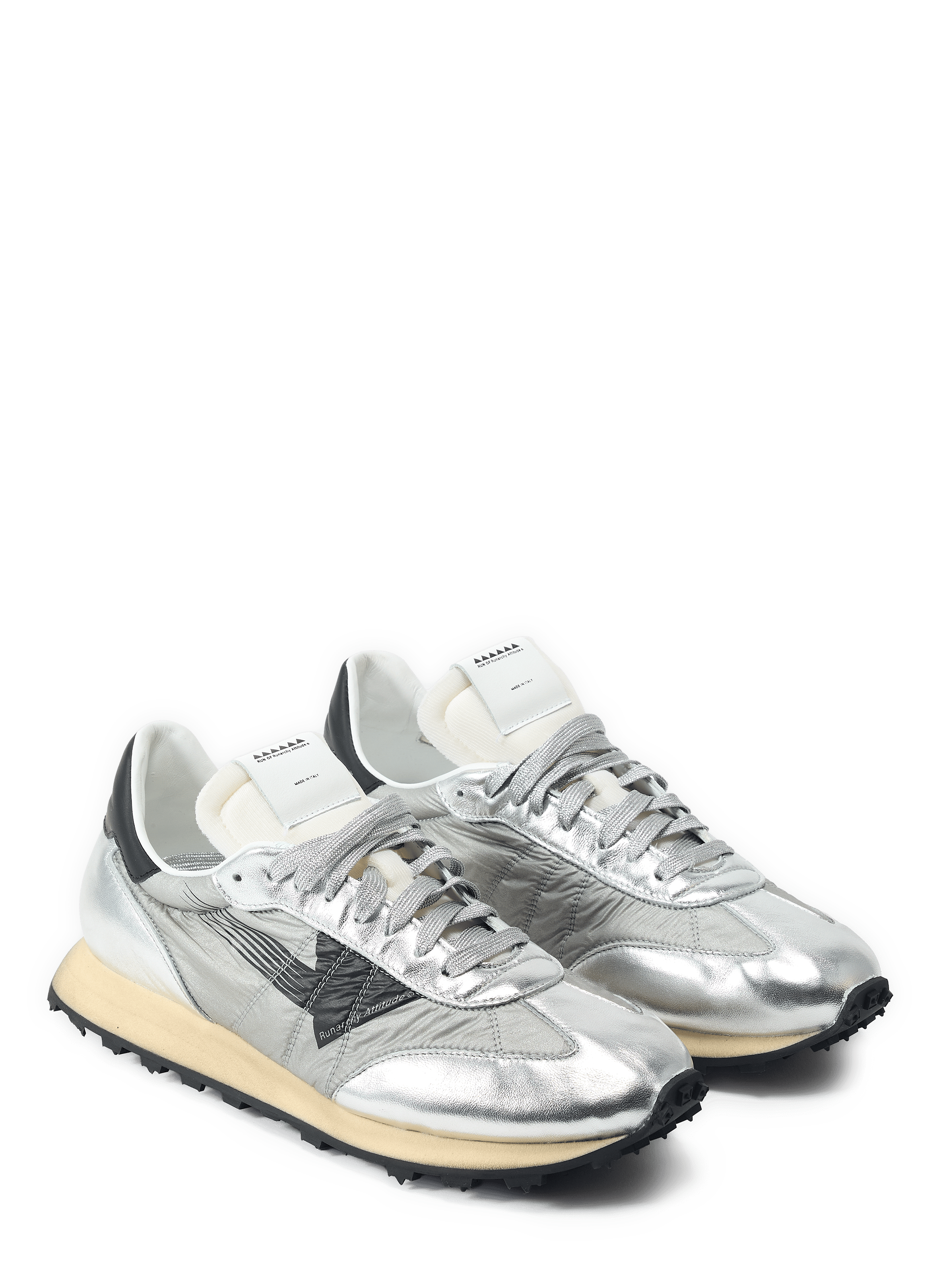 Mixed suede leather sneakers RUN OF Grey