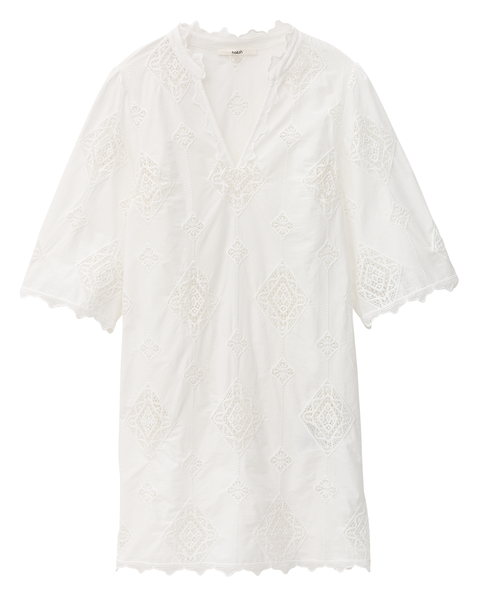 Robe courte col v en coton mélangé malo BA&SH Beige