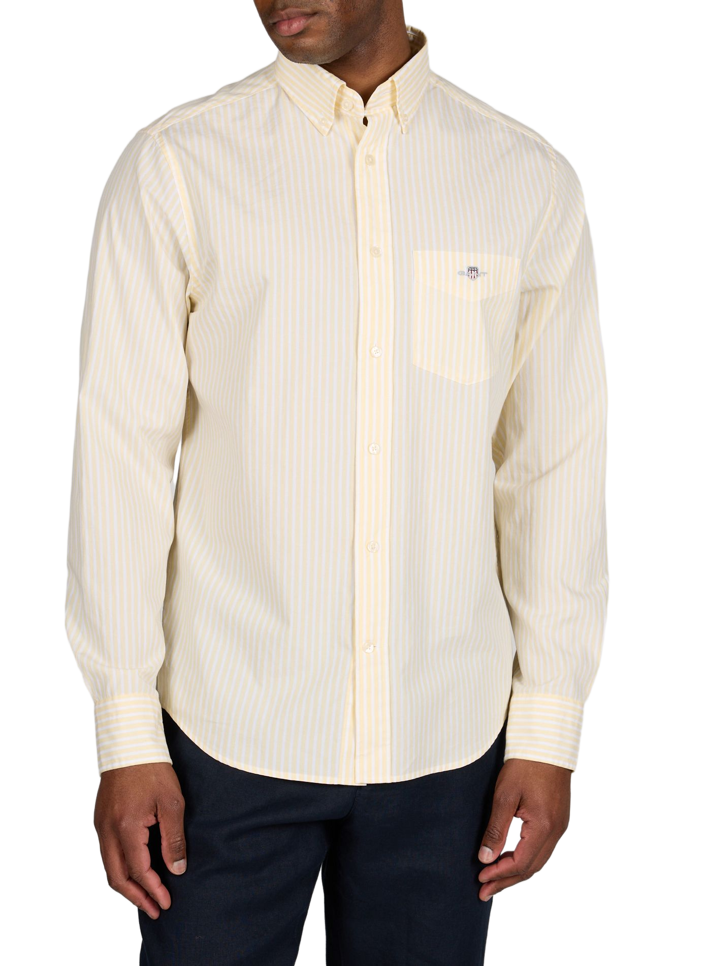 Chemise col américain à rayures en coton GANT Jaune