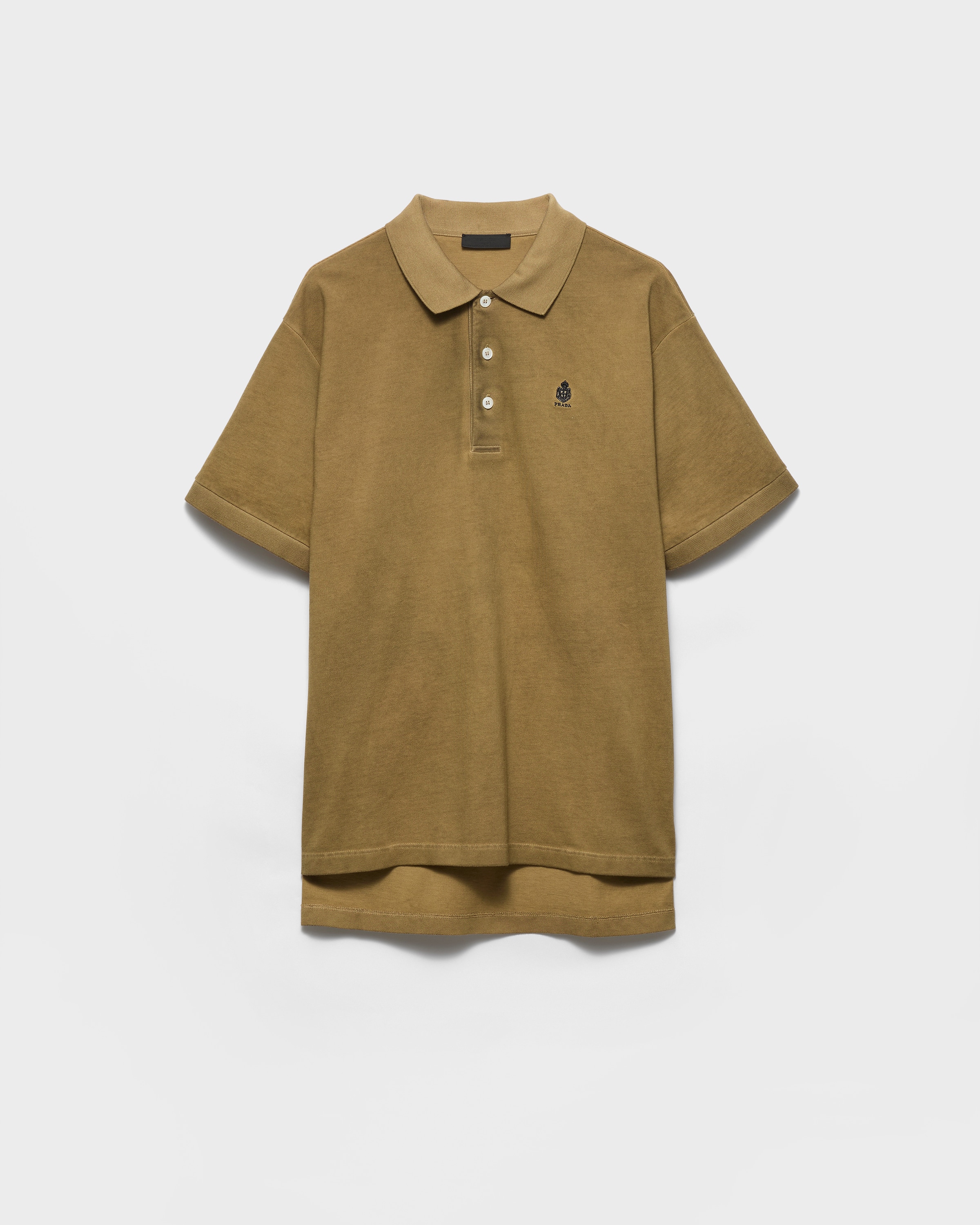 Polo en coton teint en pièce PRADA Marron