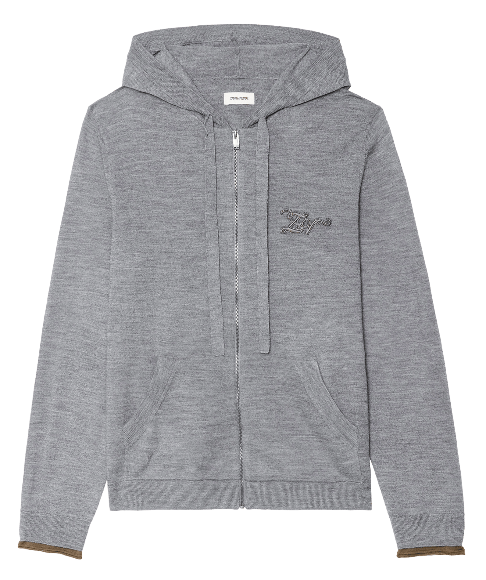 Gilet droit à capuche en laine clash ZADIG&VOLTAIRE Gris